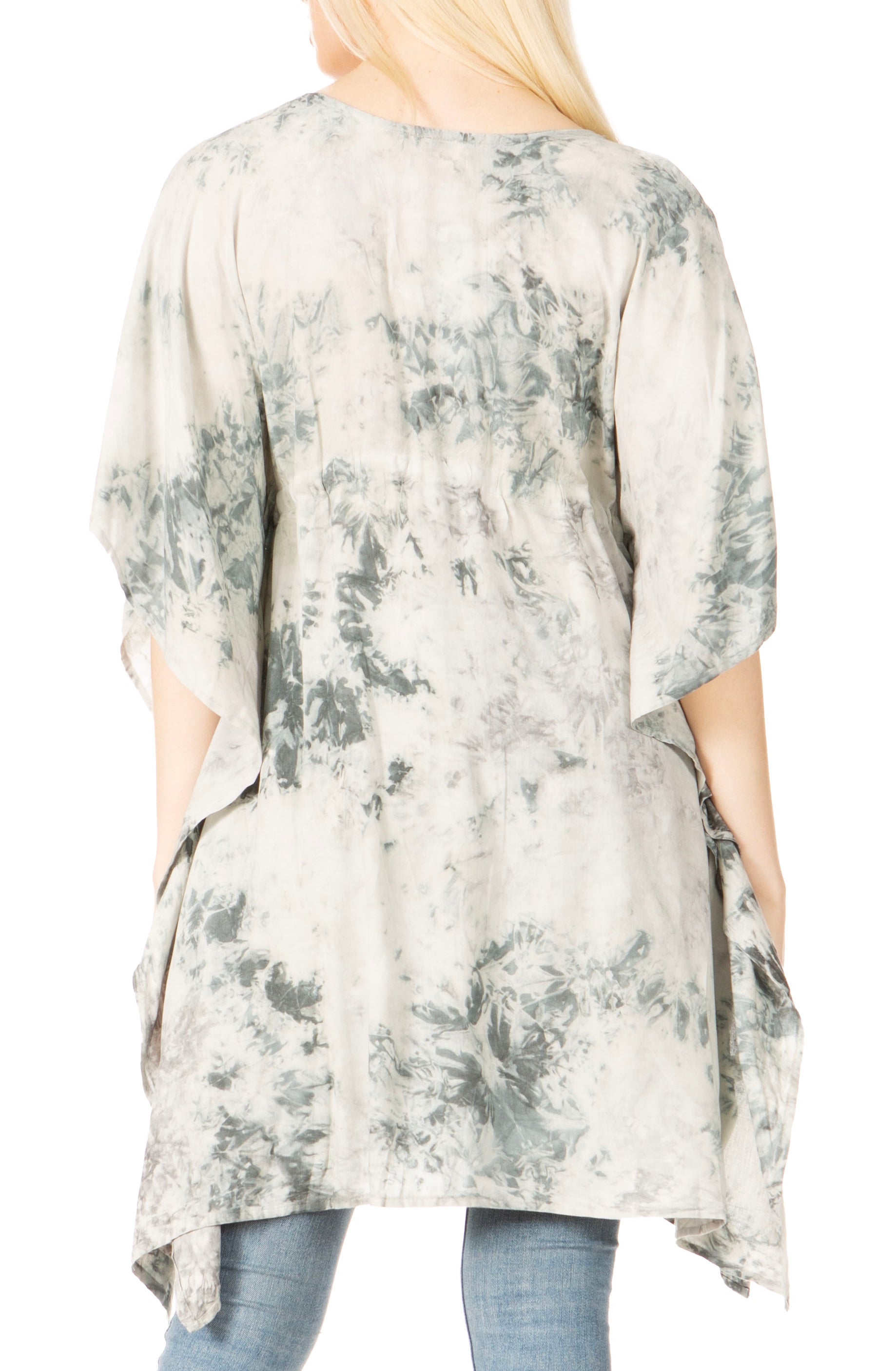 Sakkas Marcy Women's V-neck Caftan Top Tunic Dress - Perfect for Summer Boho Style & Swinging Coverup - Buy One, Get One 50% Off