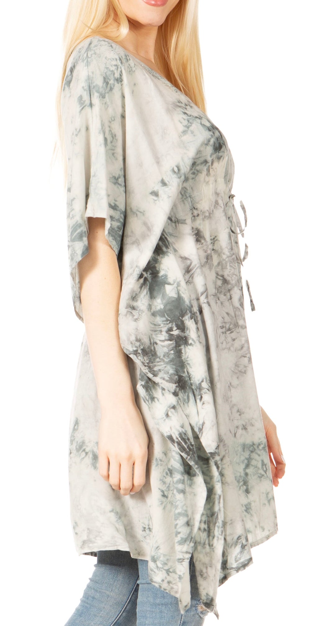 Sakkas Marcy Women's V-neck Caftan Top Tunic Dress - Perfect for Summer Boho Style & Swinging Coverup - Buy One, Get One 50% Off