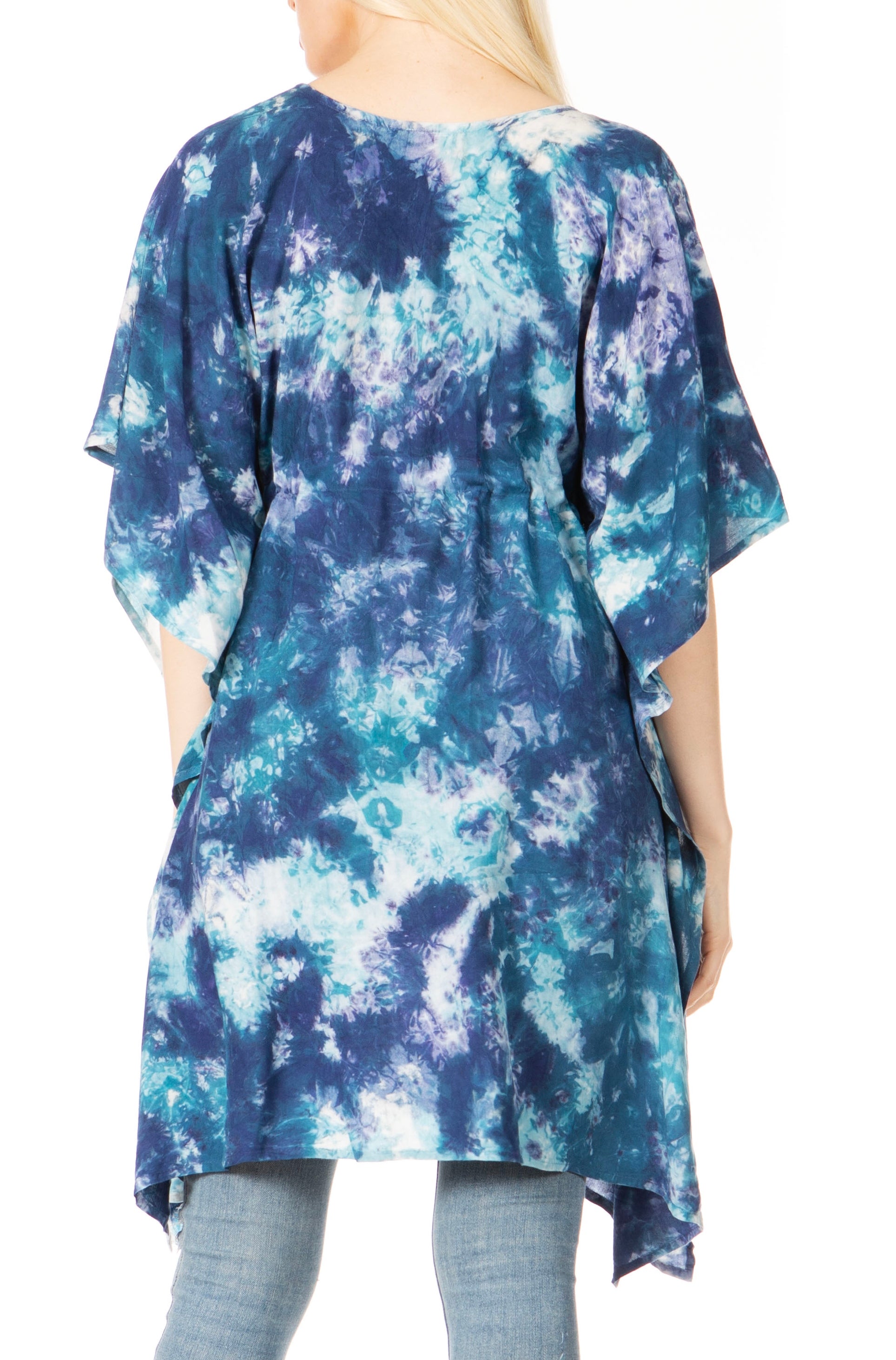 Sakkas Marcy Women's V-neck Caftan Top Tunic Dress - Perfect for Summer Boho Style & Swinging Coverup - Buy One, Get One 50% Off