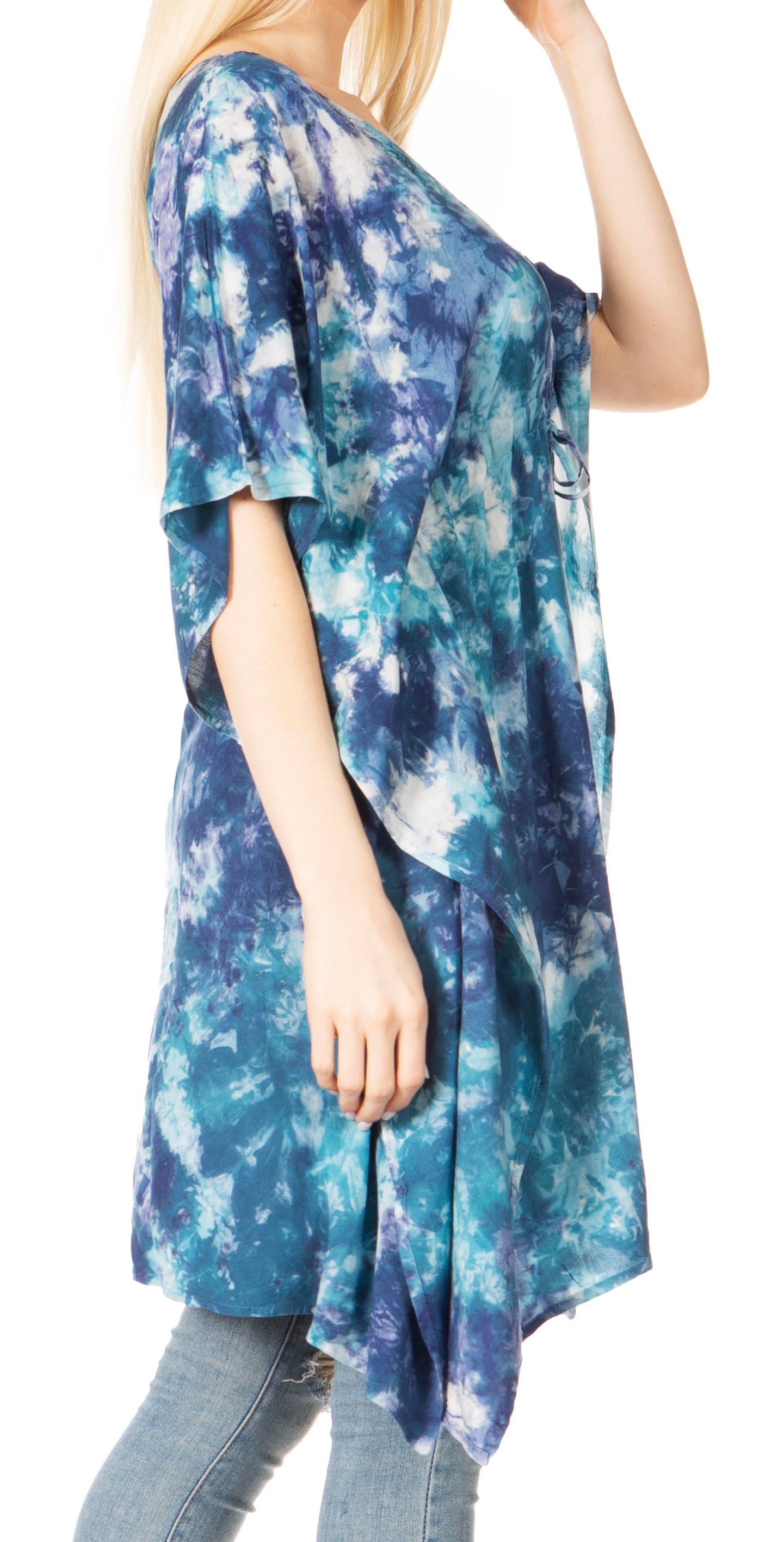 Sakkas Marcy Women's V-neck Caftan Top Tunic Dress - Perfect for Summer Boho Style & Swinging Coverup - Buy One, Get One 50% Off
