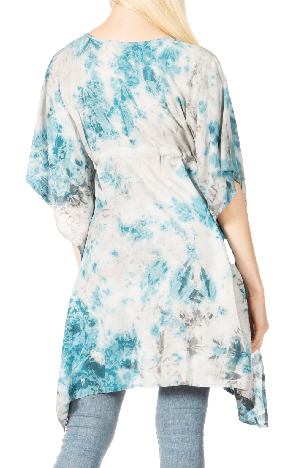 Sakkas Marcy Women's V-neck Caftan Top Tunic Dress - Perfect for Summer Boho Style & Swinging Coverup - Buy One, Get One 50% Off