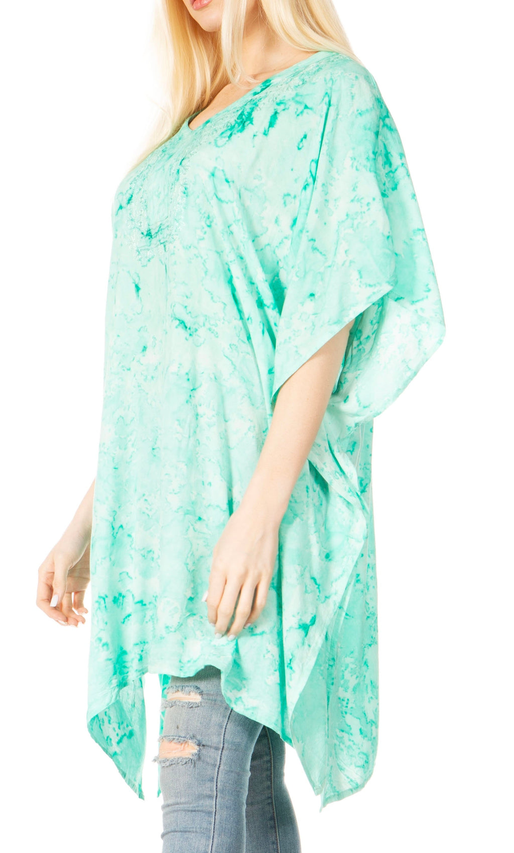 Sakkas Marcy Women's V-neck Caftan Top Tunic Dress - Perfect for Summer Boho Style & Swinging Coverup - Buy One, Get One 50% Off
