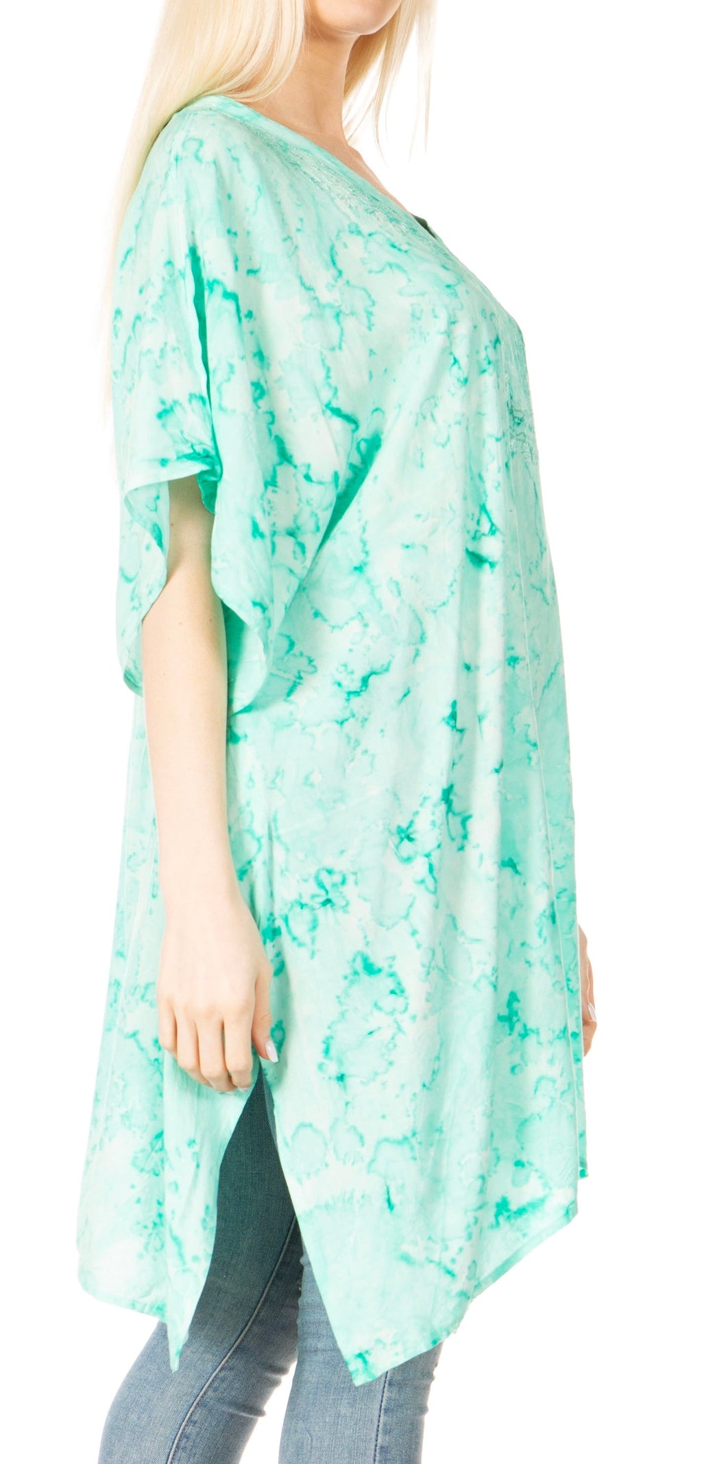 Sakkas Marcy Women's V-neck Caftan Top Tunic Dress - Perfect for Summer Boho Style & Swinging Coverup - Buy One, Get One 50% Off