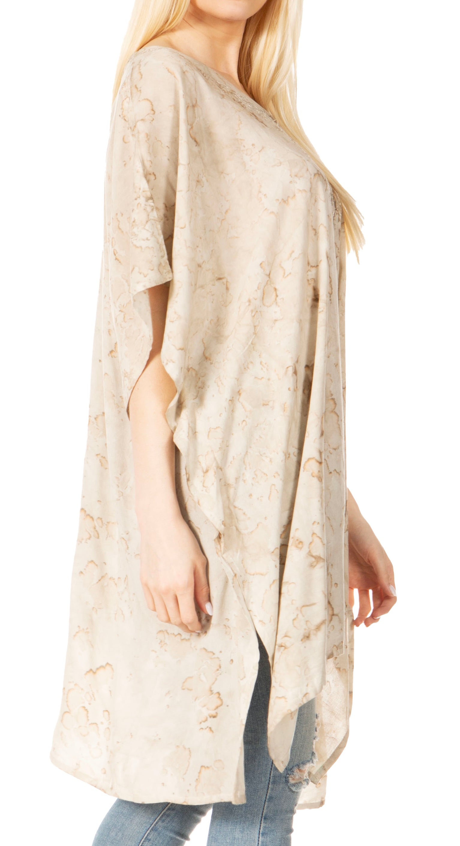 Sakkas Marcy Women's V-neck Caftan Top Tunic Dress - Perfect for Summer Boho Style & Swinging Coverup - Buy One, Get One 50% Off