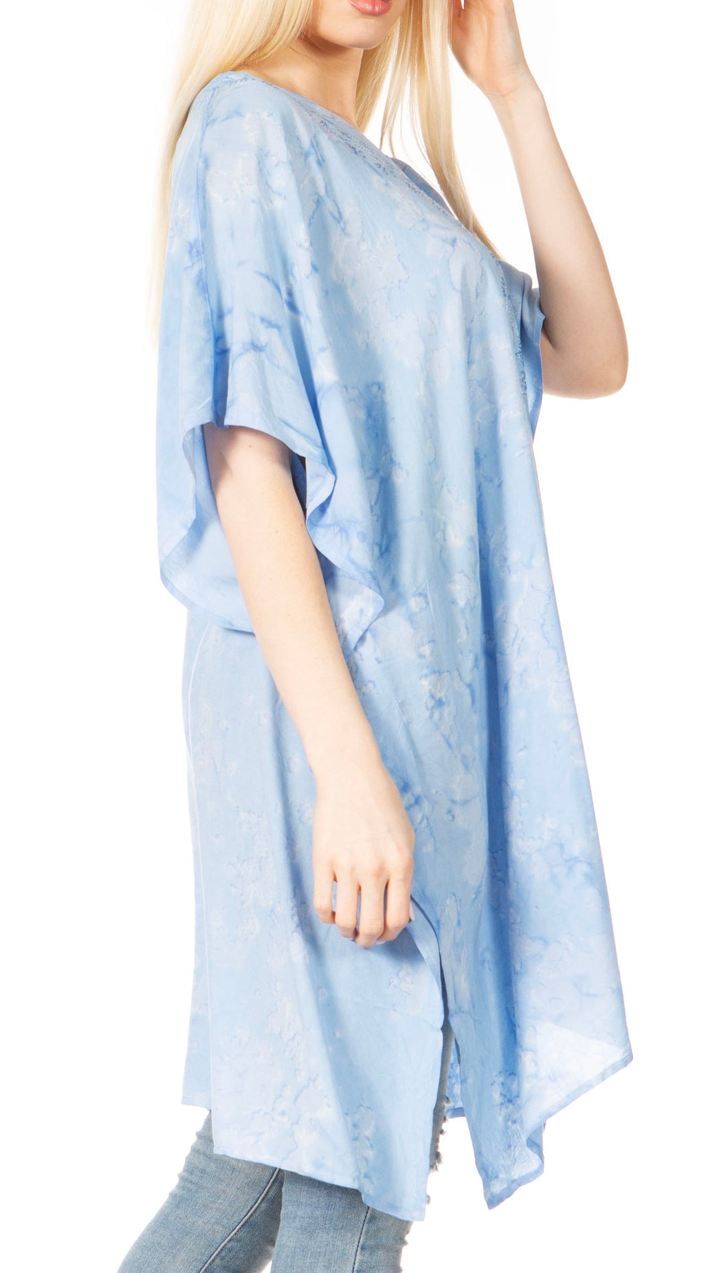 Sakkas Marcy Women's V-neck Caftan Top Tunic Dress - Perfect for Summer Boho Style & Swinging Coverup - Buy One, Get One 50% Off