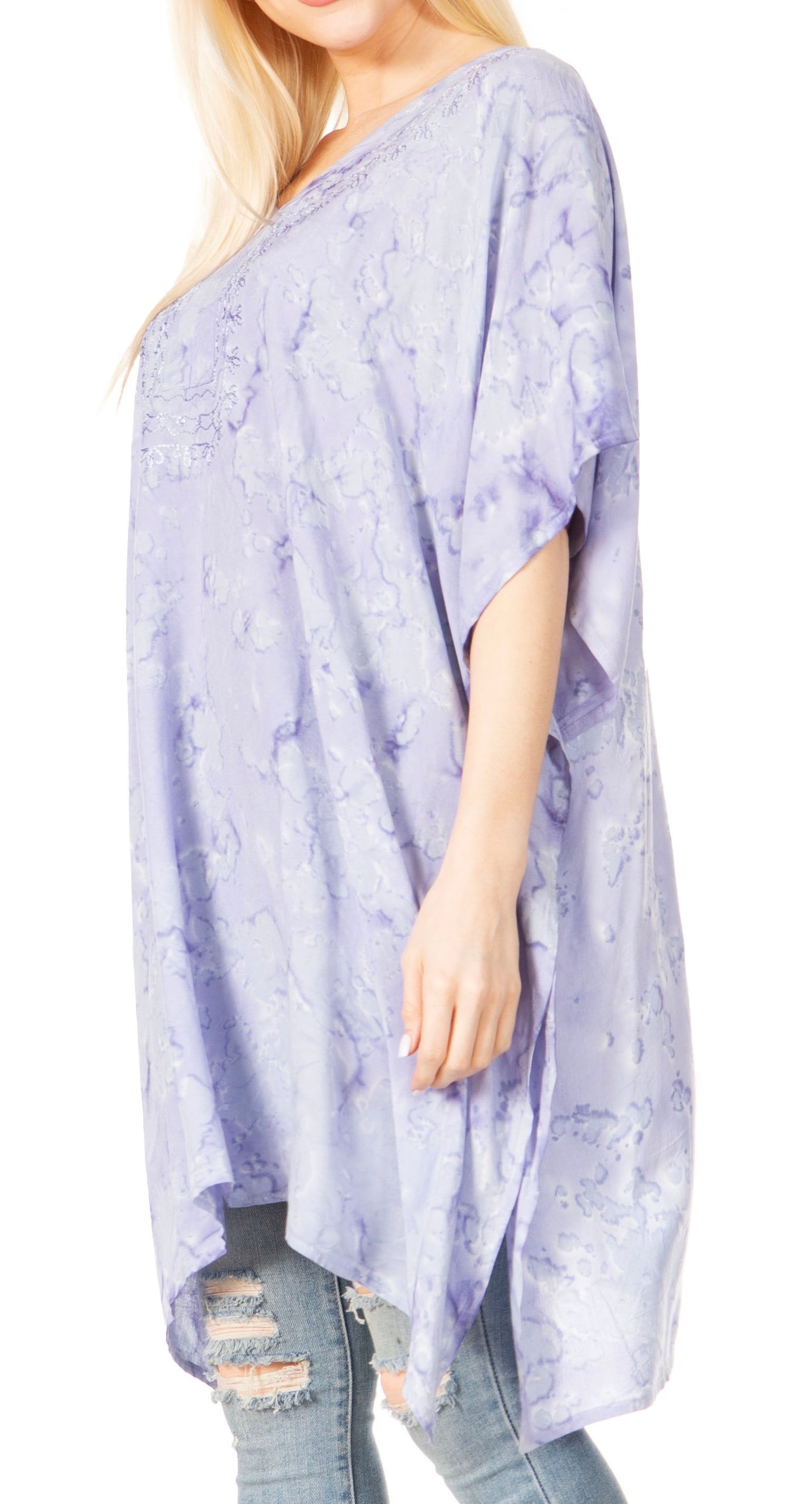 Sakkas Marcy Women's V-neck Caftan Top Tunic Dress - Perfect for Summer Boho Style & Swinging Coverup - Buy One, Get One 50% Off