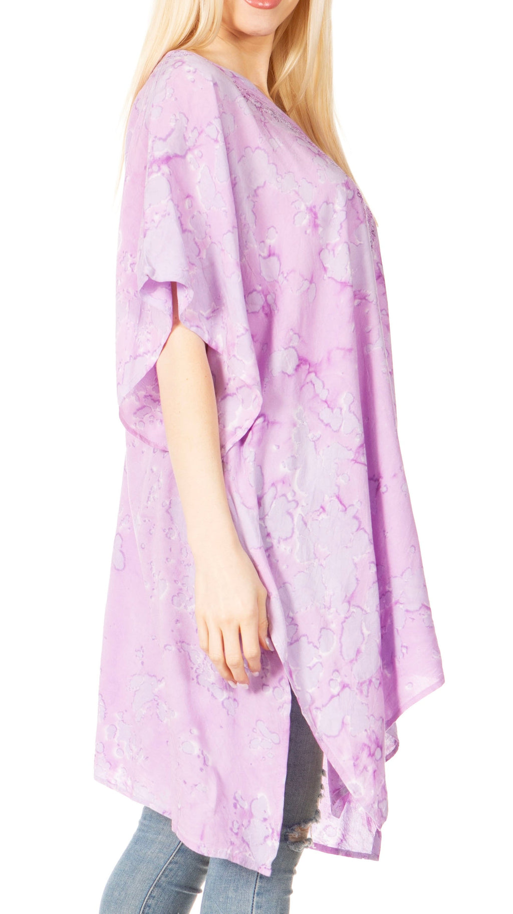 Sakkas Marcy Women's V-neck Caftan Top Tunic Dress - Perfect for Summer Boho Style & Swinging Coverup - Buy One, Get One 50% Off