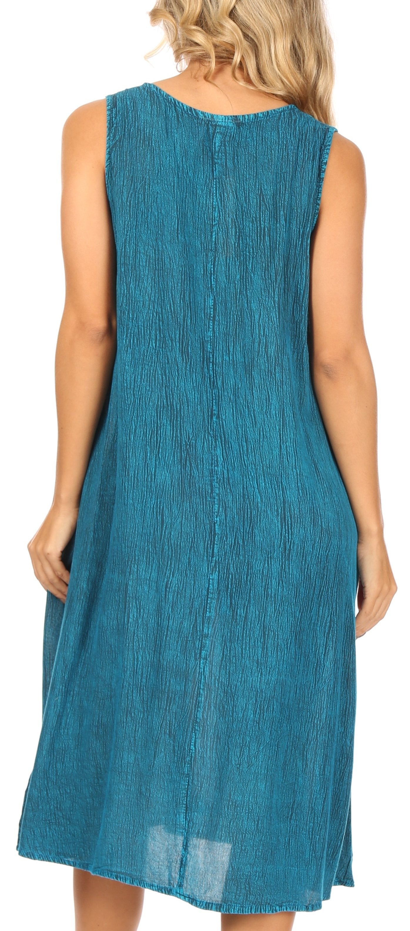 Sakkas Ilaria Women's Midi Sleeveless Casual Loose Flare Print Dress Caftan Pocket