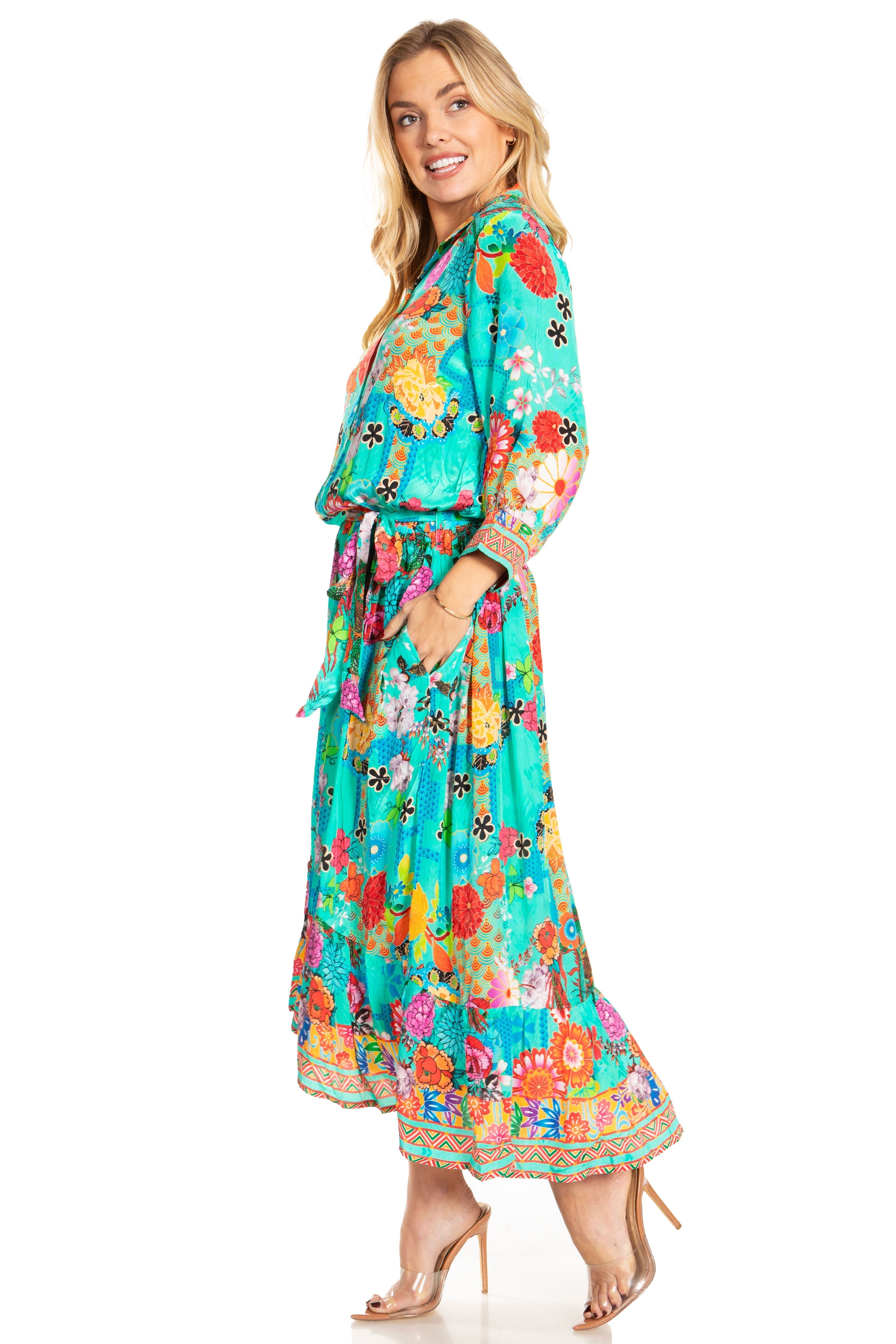 Sakkas Andreas Women's Maxi Dress with Ruffles and Buttons