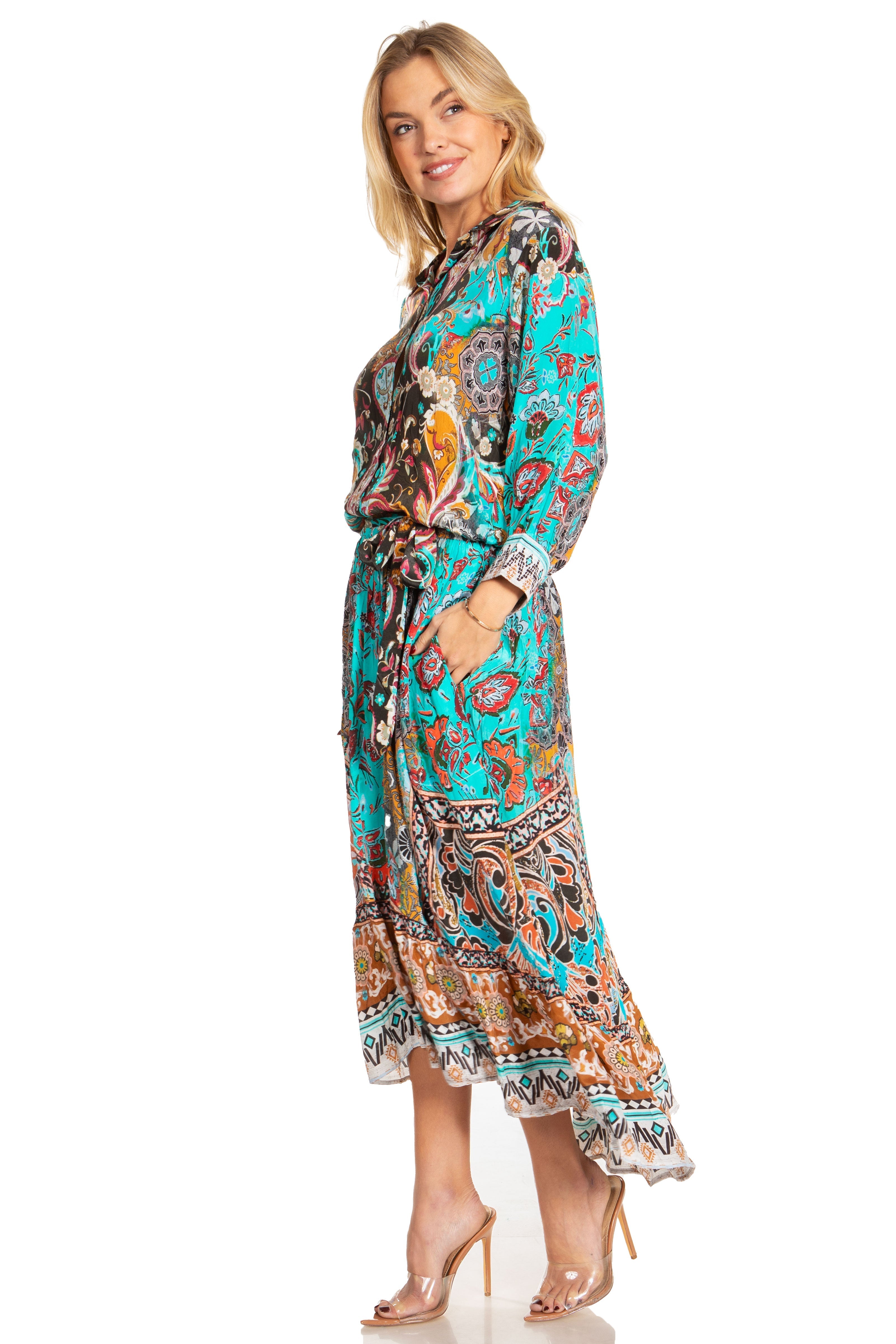 Sakkas Andreas Women's Maxi Dress with Ruffles and Buttons