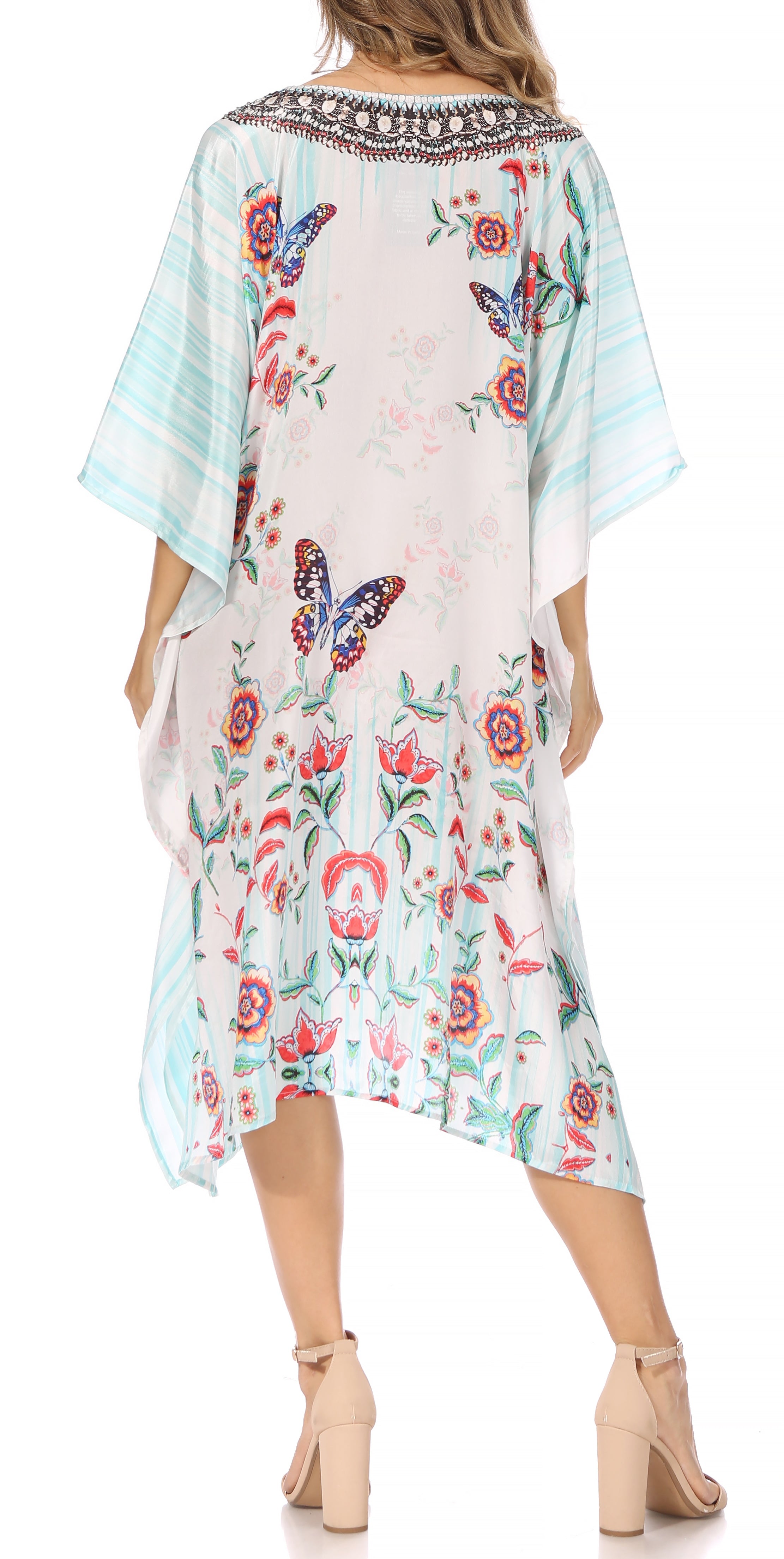 Sakkas MiuMiu Ligthweight Summer Printed Short Caftan Dress / Cover Up