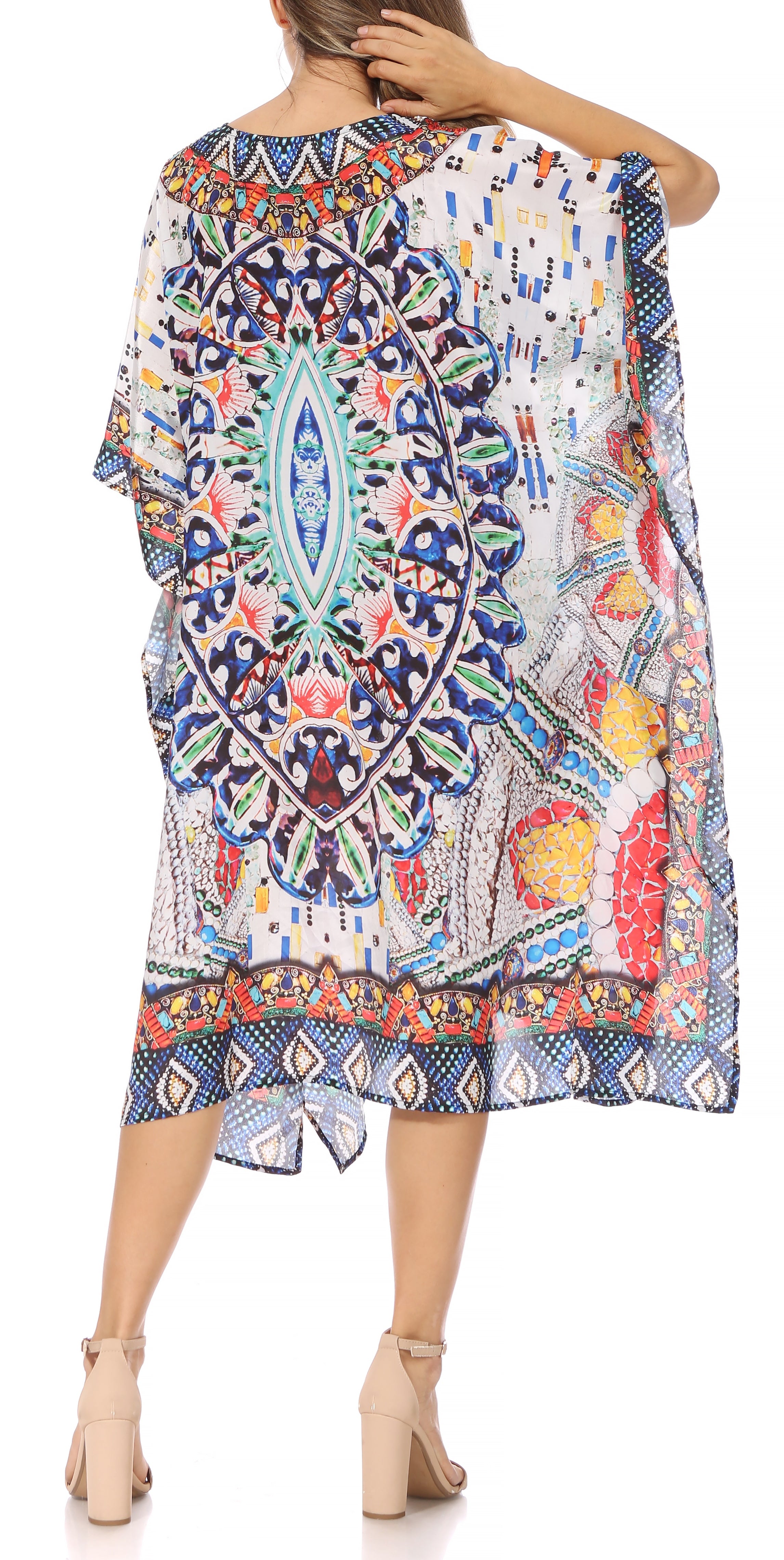 Sakkas MiuMiu Ligthweight Summer Printed Short Caftan Dress / Cover Up