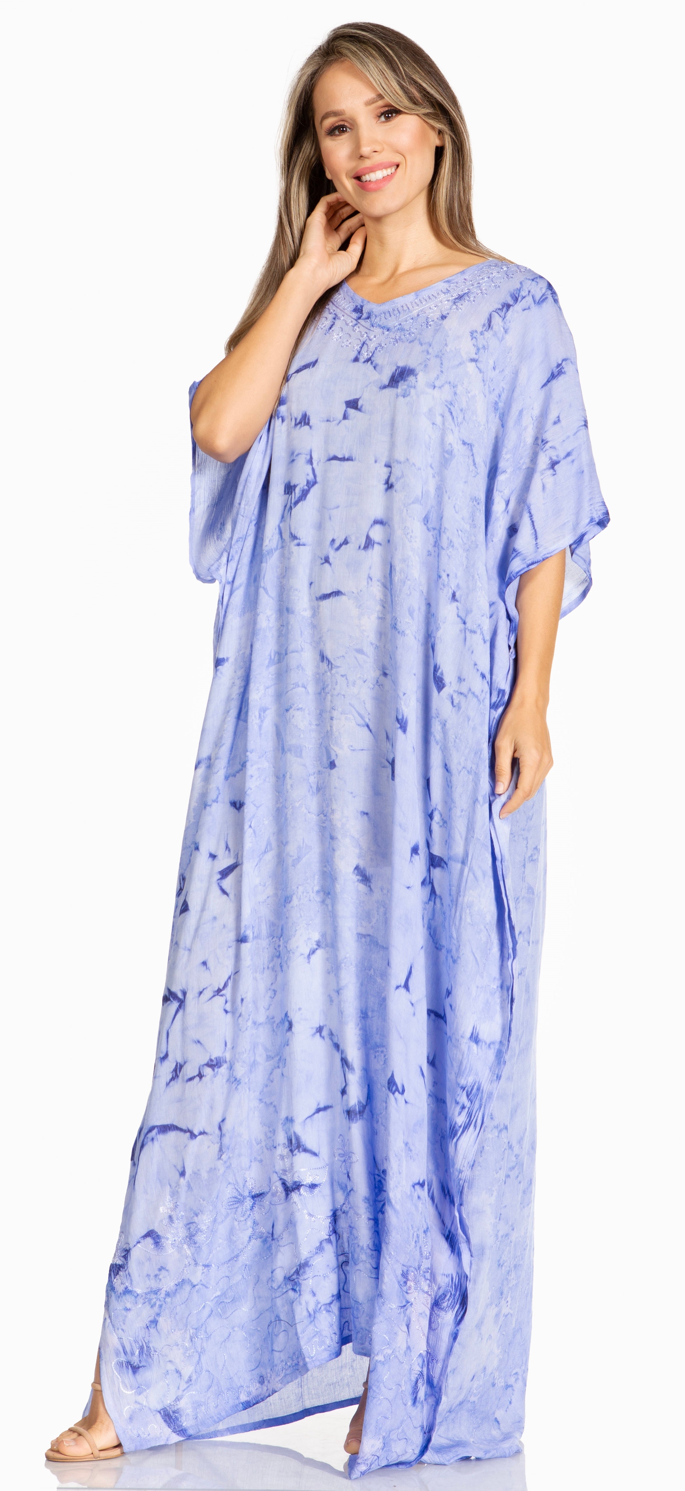 Sakkas Pilar Petite Women's Beach Maxi Caftan Dress in Short Sleeve Casual Style