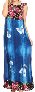 Sakkas Abby Womens Casual Long Tropical Off Shoulder Dress Elastic & Floral Print