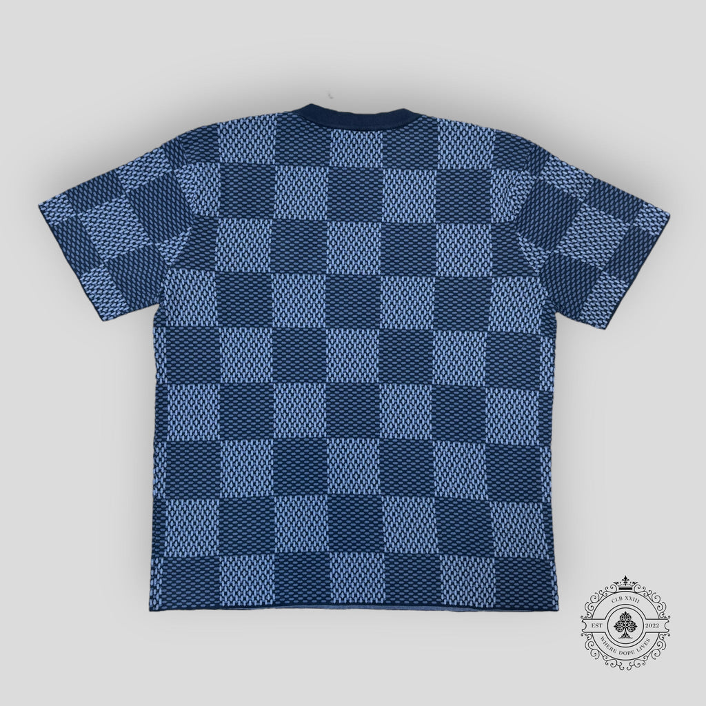 Louis Vuitton Damier Short-Sleeved Crewneck with LV Crystal Patch
