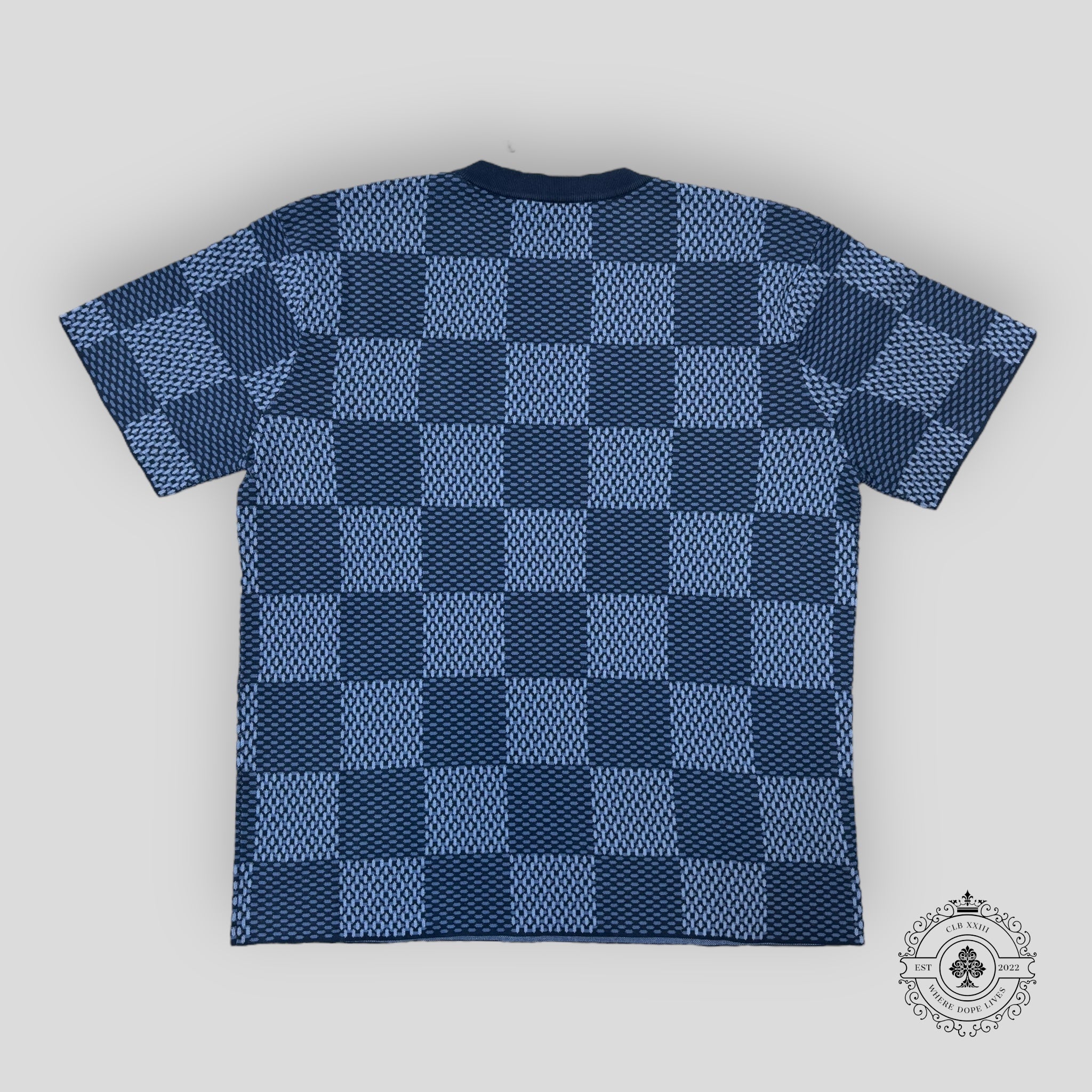 Louis Vuitton Damier Short-Sleeved Crewneck with LV Crystal Patch