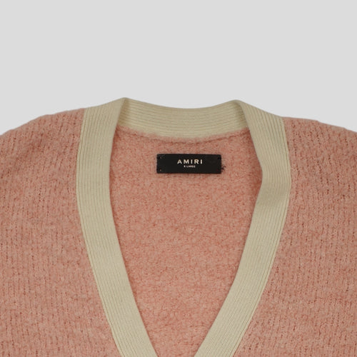 Amiri Fuzzy Wool Cardigan in Pink