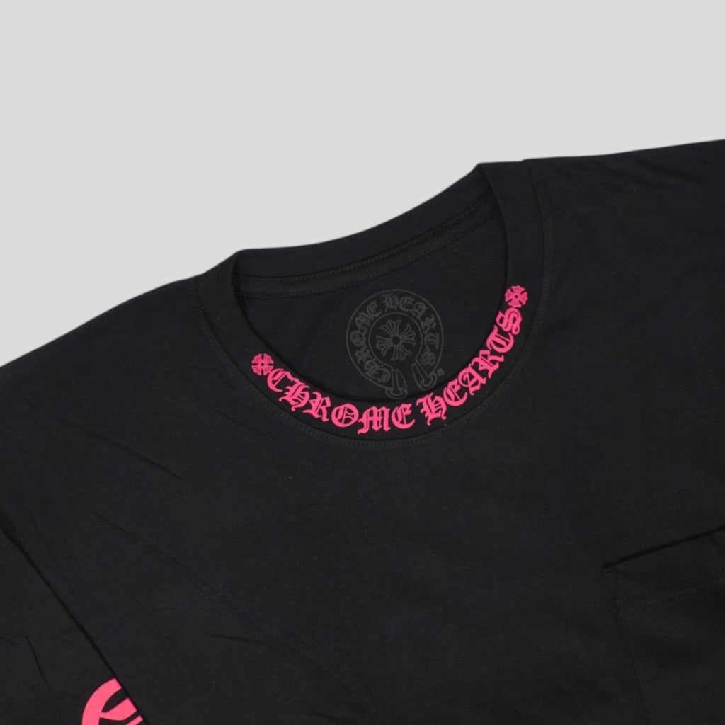 Chrome Hearts Neck Logo Long Sleeve Tee in Black/Pink