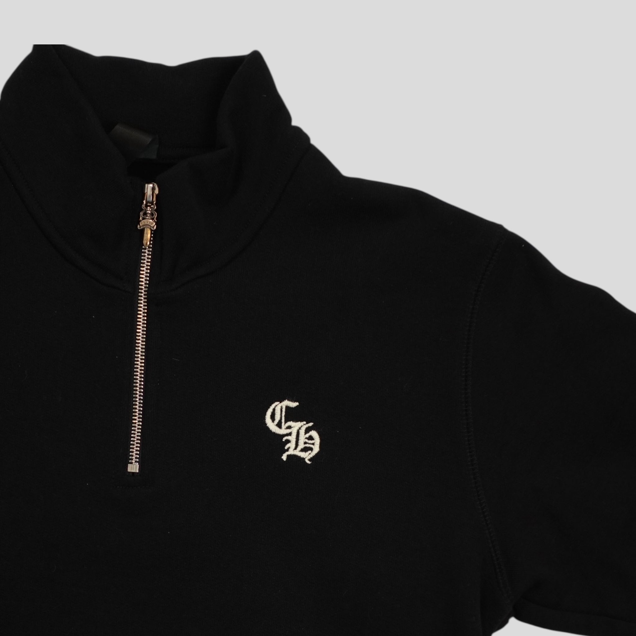 Chrome Hearts CH Embroidered Quarter Zip in Black