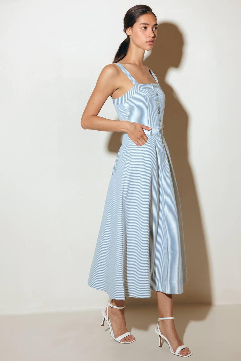 CAREFREE DAISY WOVEN MIDI DRESS