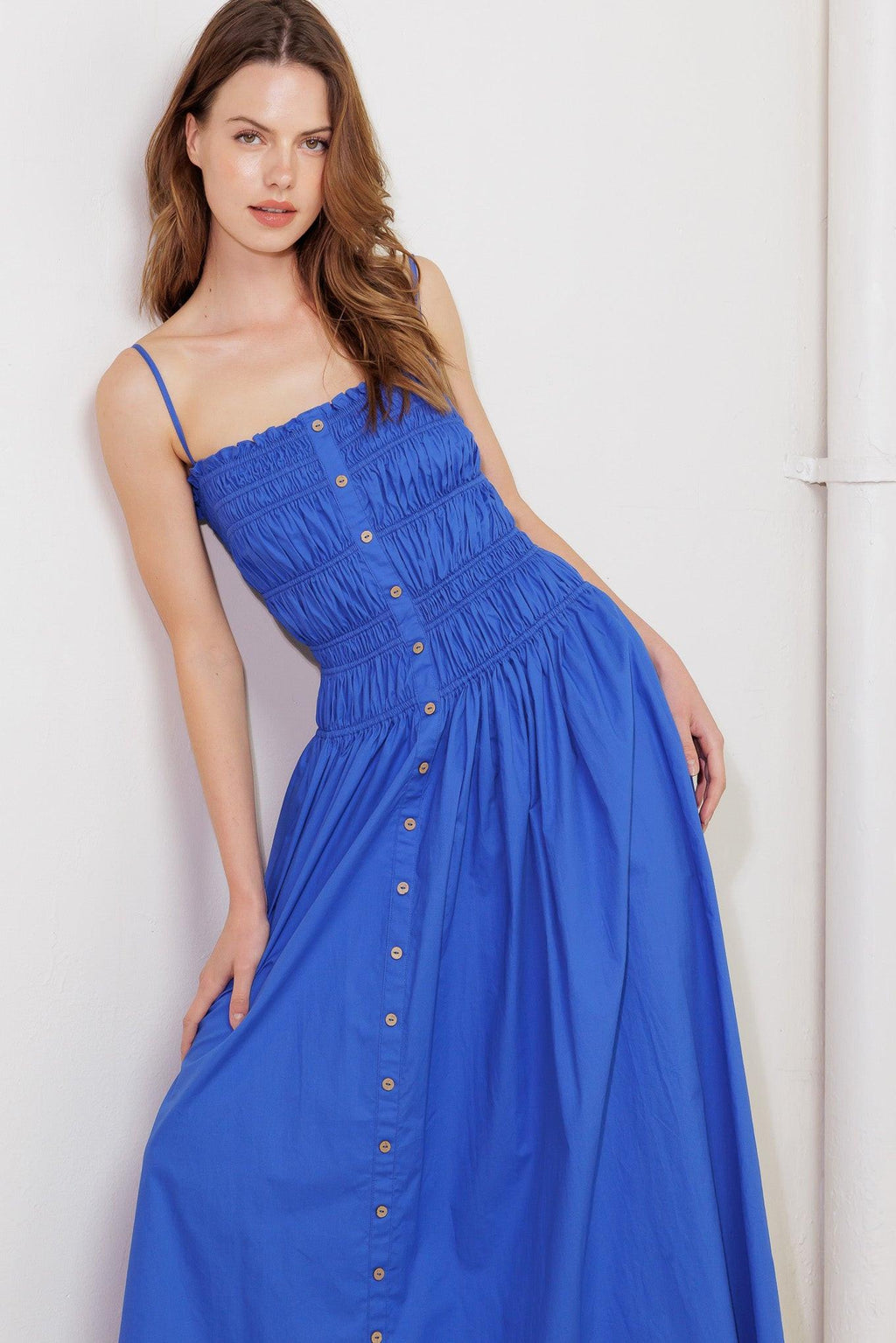 MOONLIGHT ON MY WOVEN MIDI DRESS