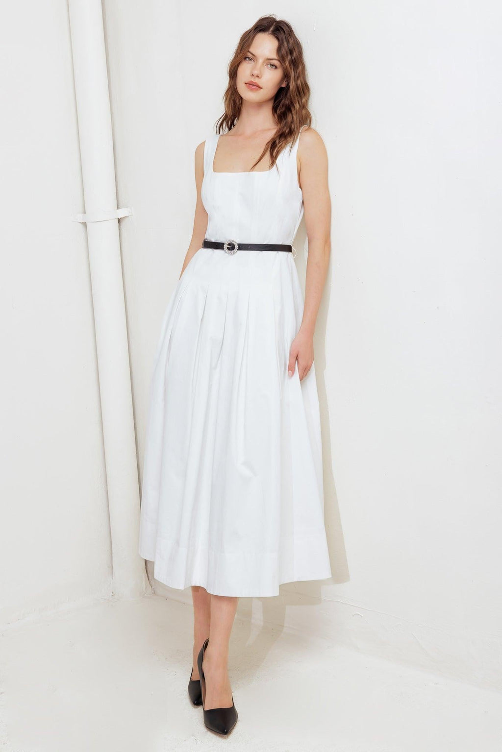 SUNDAY REVERIE WOVEN MIDI DRESS