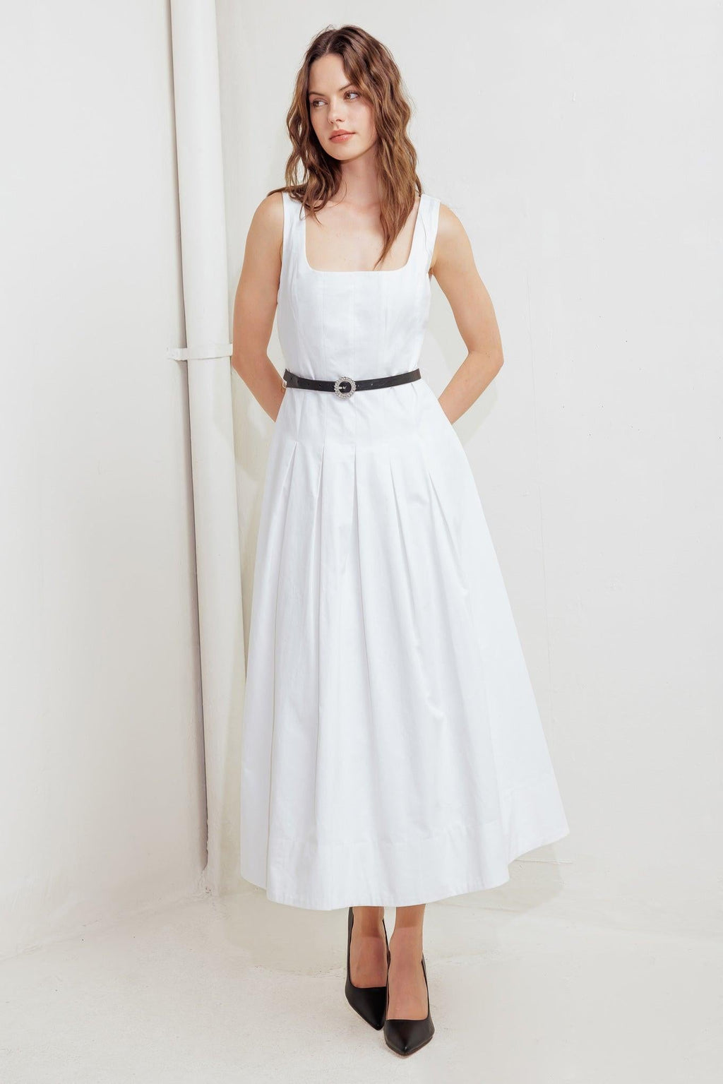 SUNDAY REVERIE WOVEN MIDI DRESS