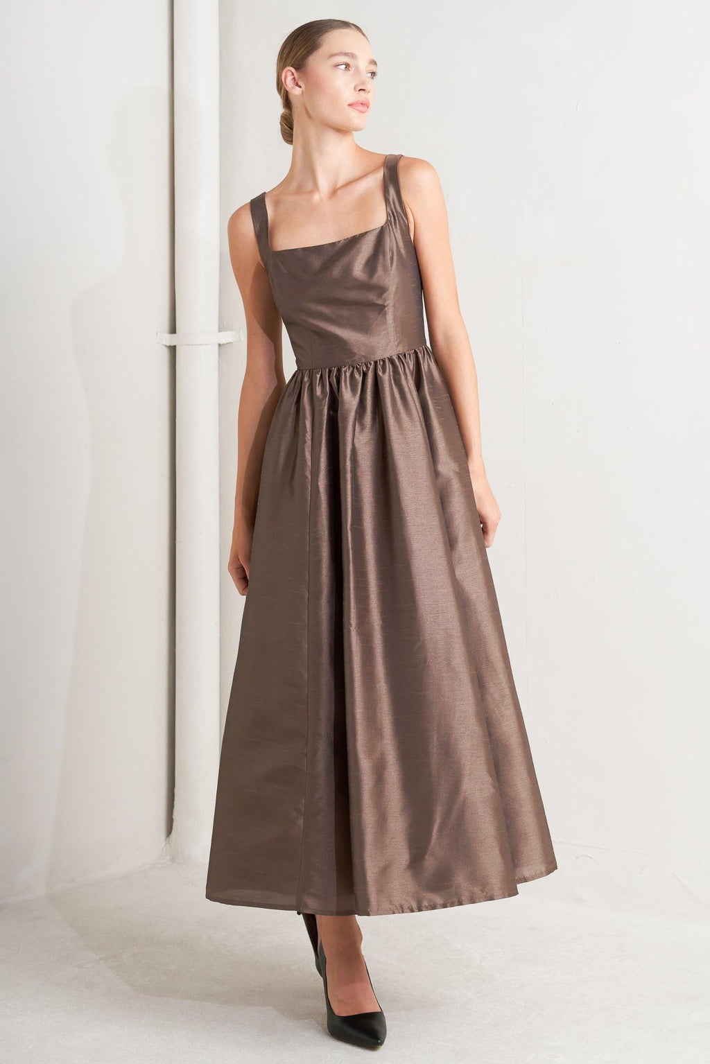 CAFÉ LUSTER WOVEN MIDI DRESS