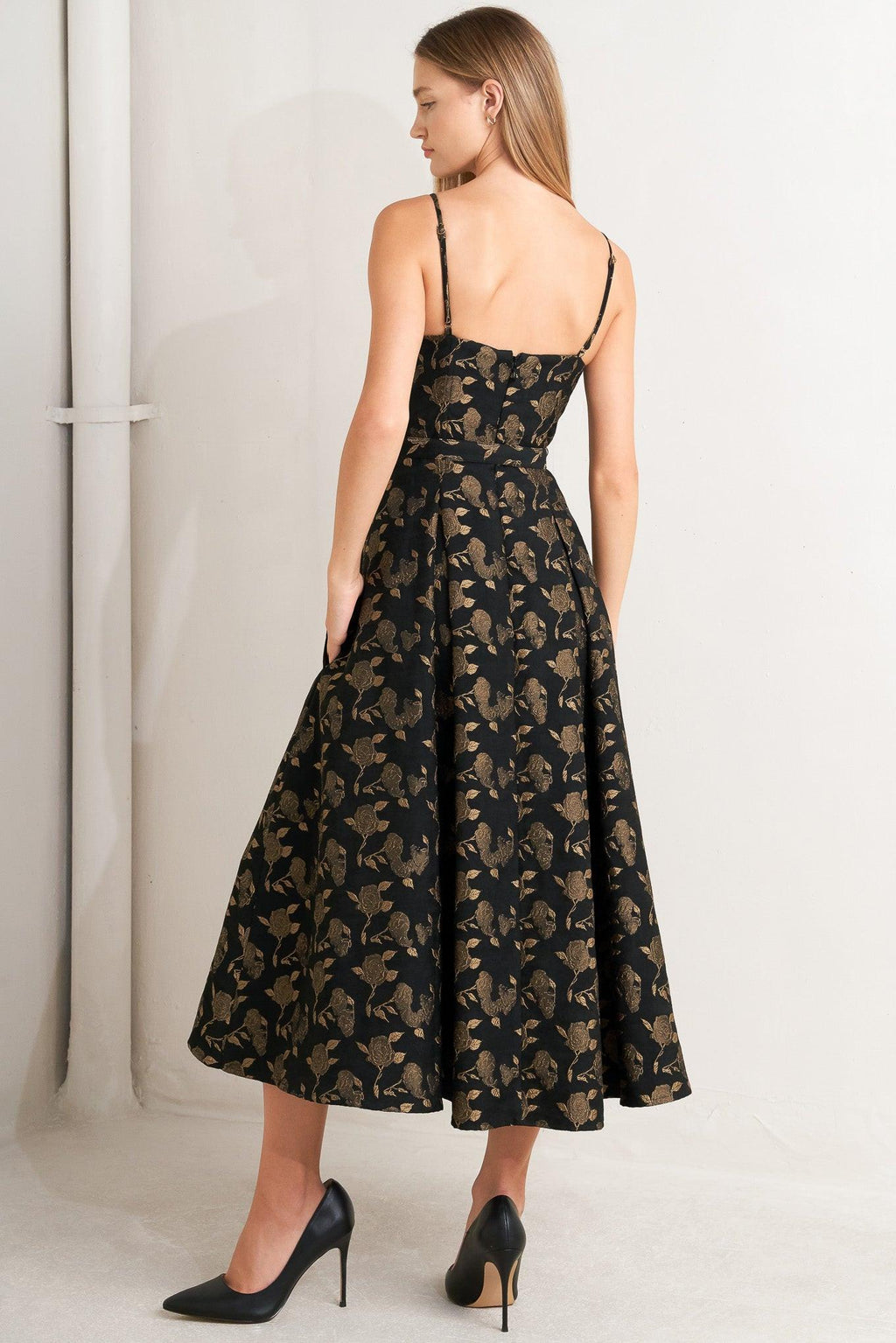 GARDEN OPERA WOVEN MIDI DRESS