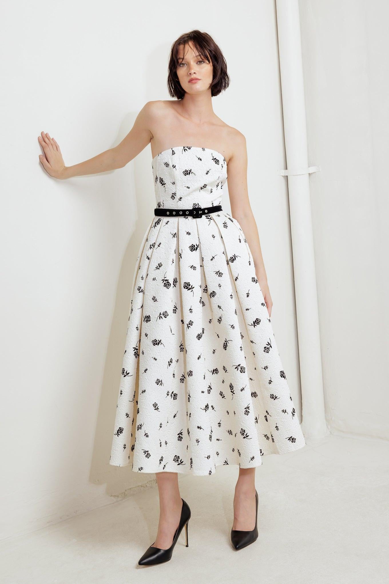 LOVELY CULTIVATED WOVEN MIDI DRESS