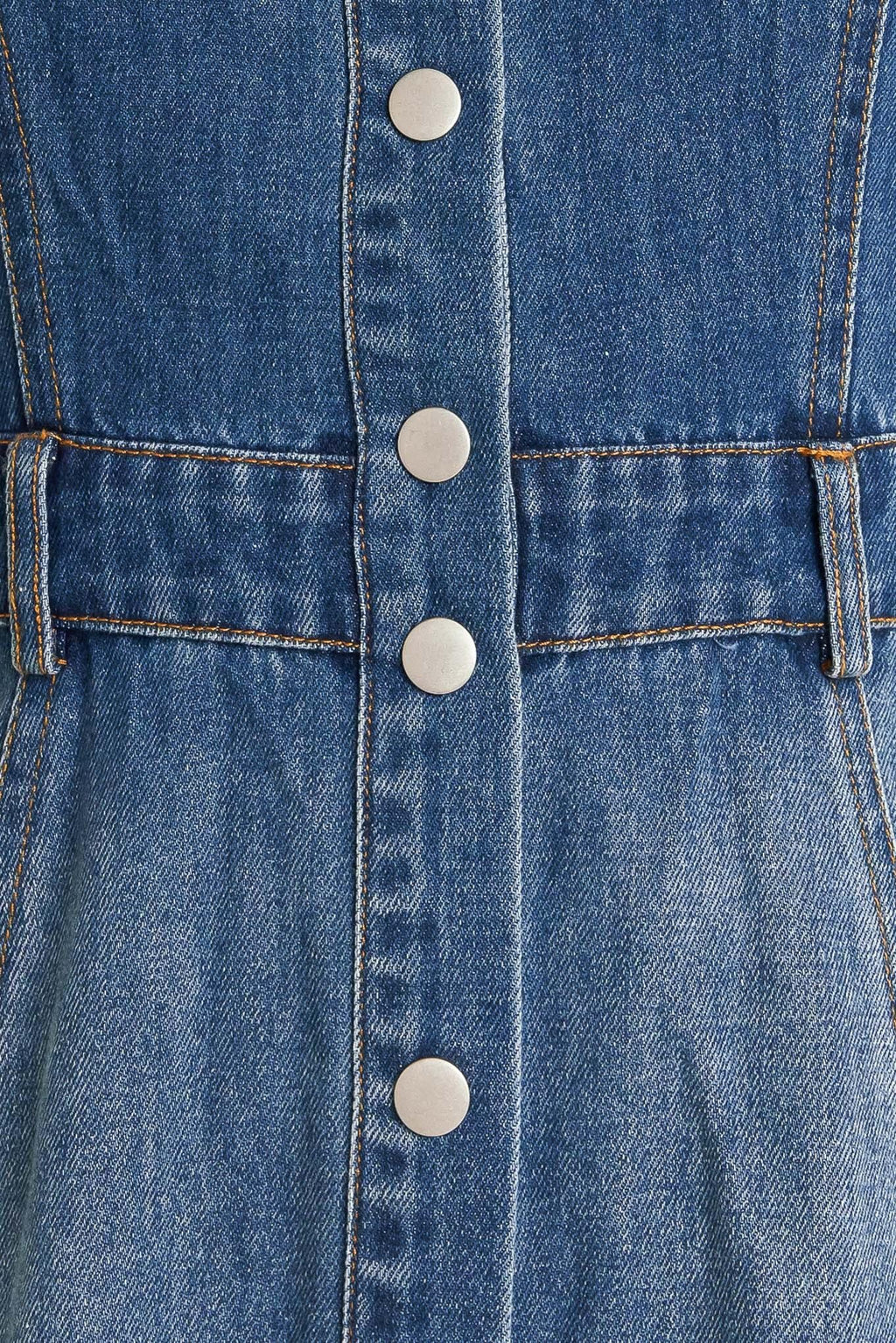 ELEGANT TOUCH DENIM MIDI DRESS