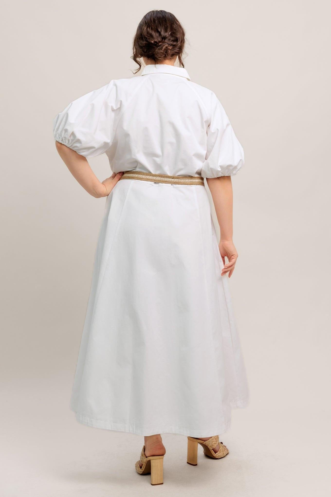 RELAXED TAILOR WOVEN MIDI DRESS