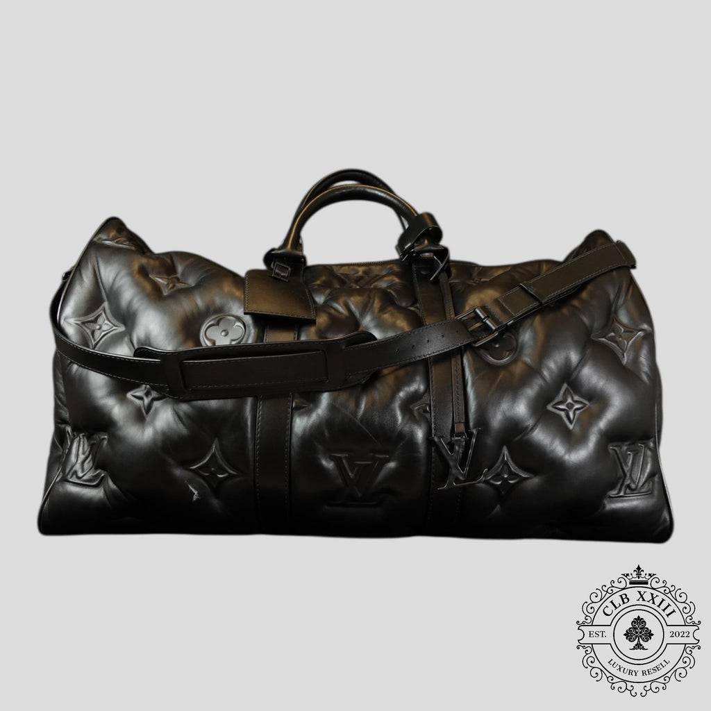 Louis Vuitton Lambskin Monogram Keepall Puffer Xl Bandouliere 75 in Black