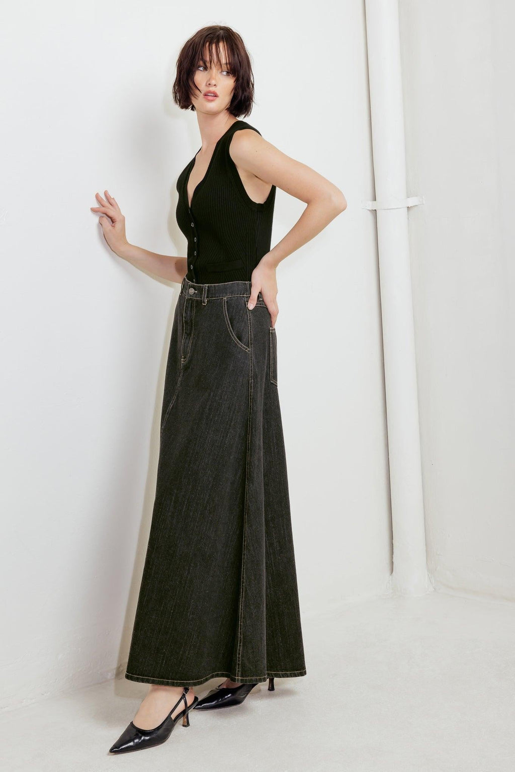 TRADING SECRETS DENIM SKIRT