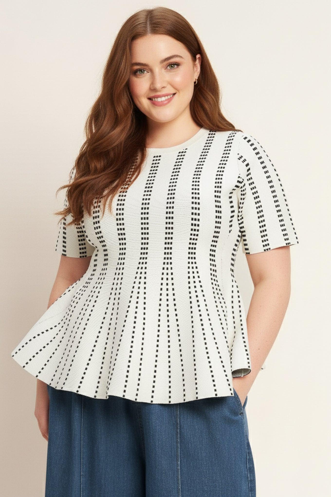 EVENING RUSTLE JACQUARD SWEATER TOP