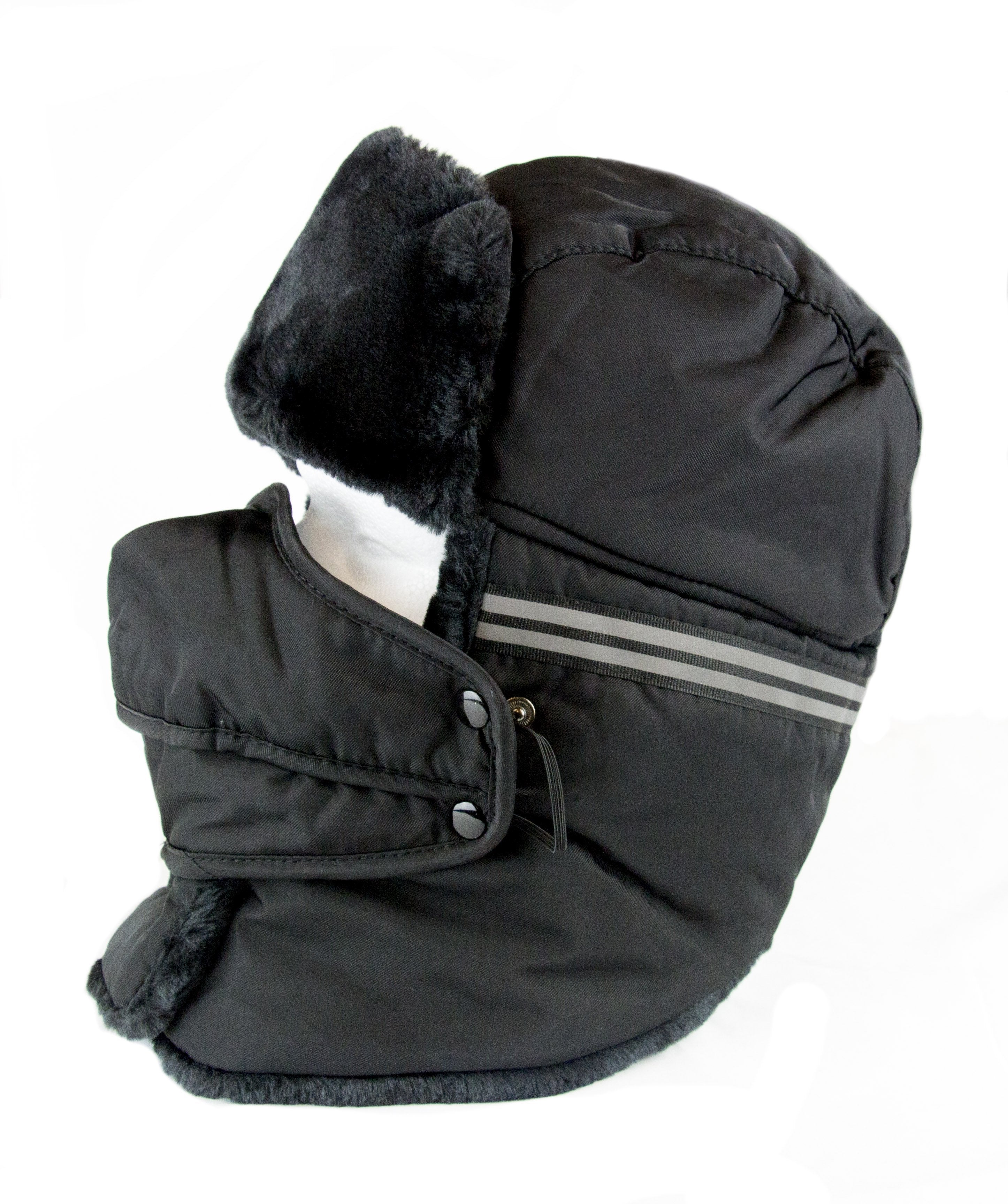 Sakkas Dab Unisex Faux Fur Ushanka Trapper Hat Chin Strap Removable Mask Russian Aviator Trooper Winter Hat for Men & Women