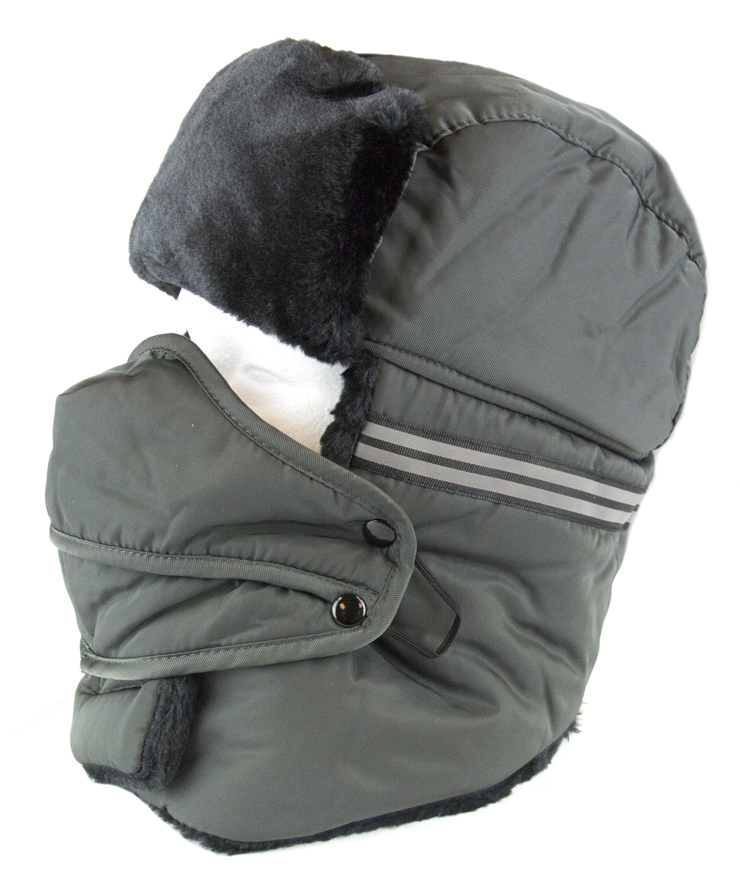 Sakkas Dab Unisex Faux Fur Ushanka Trapper Hat Chin Strap Removable Mask Russian Aviator Trooper Winter Hat for Men & Women