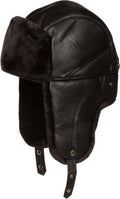 Sakkas Samy Adjustable Leather Shearling Unisex Aviator Russian Ushanka Trapper Winter Hat Faux Fur Warm Soft Water-resist