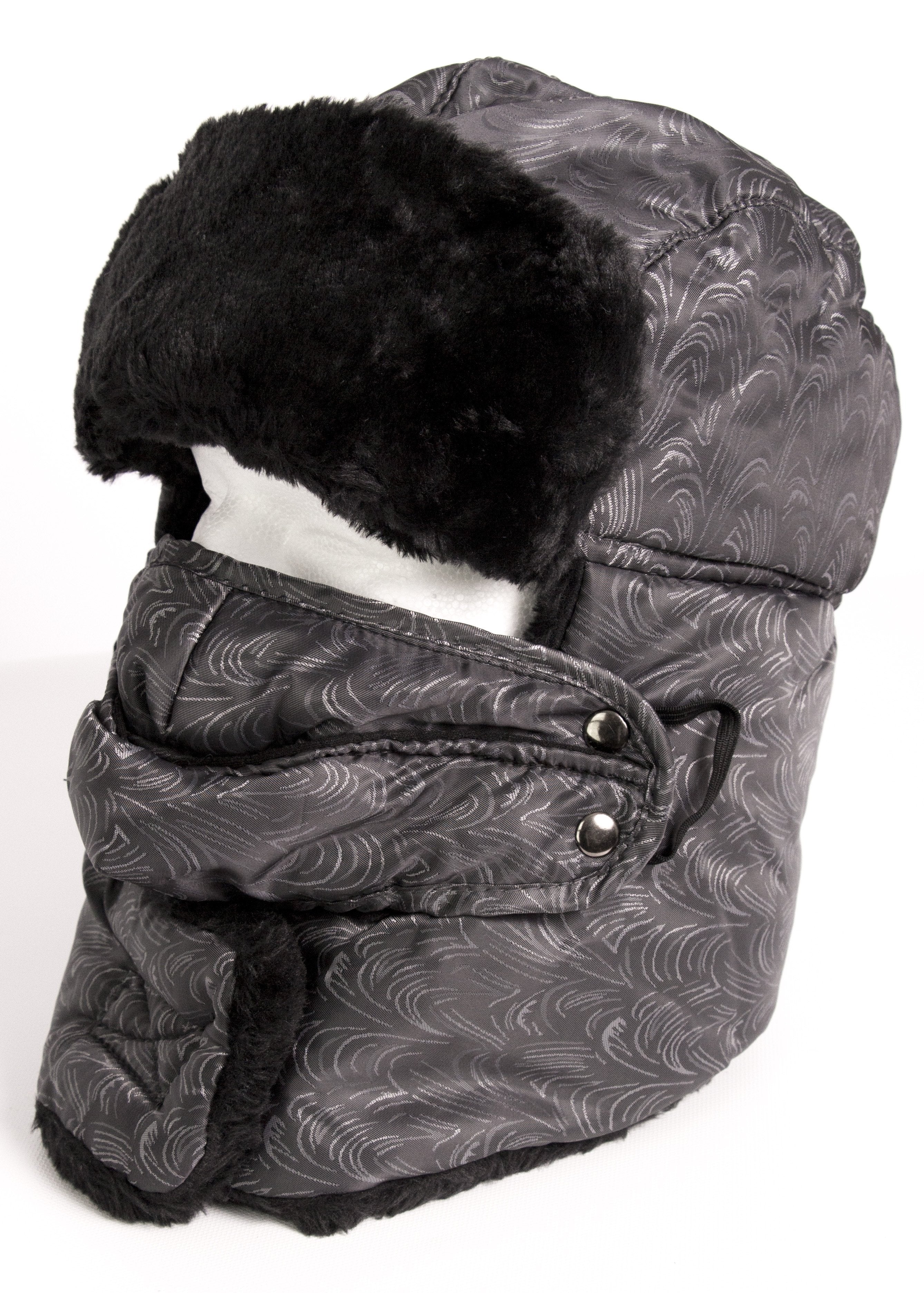 Sakkas Alex Ushanka Trapper Hat Removable Mask Faux Fur Winter Aviator Russian Hat, Windproof Cold Weather for Men & Women