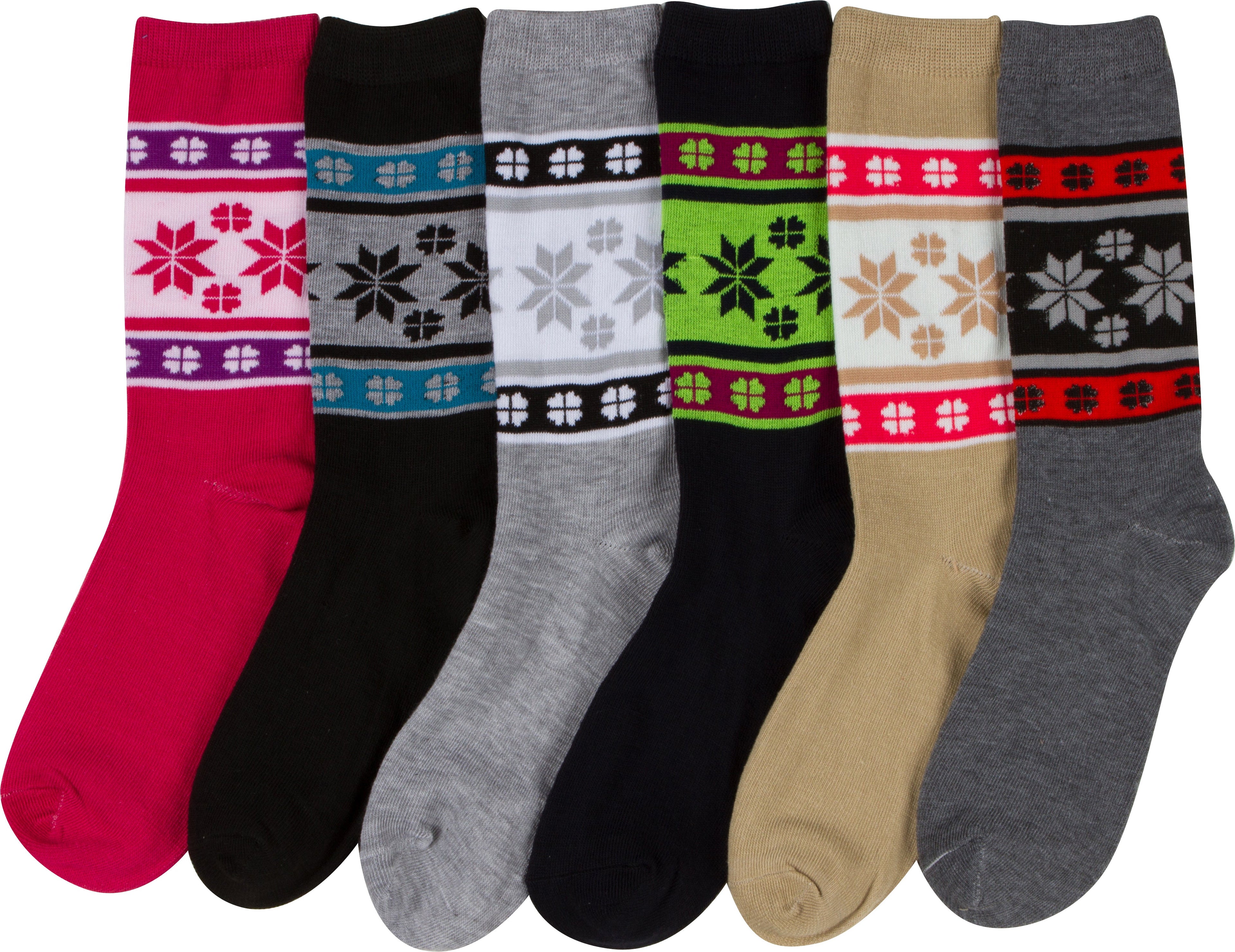 Sakkas Women's Poly Blend Soft and Stretchy Crew Pattern Socks Assorted 6-pack