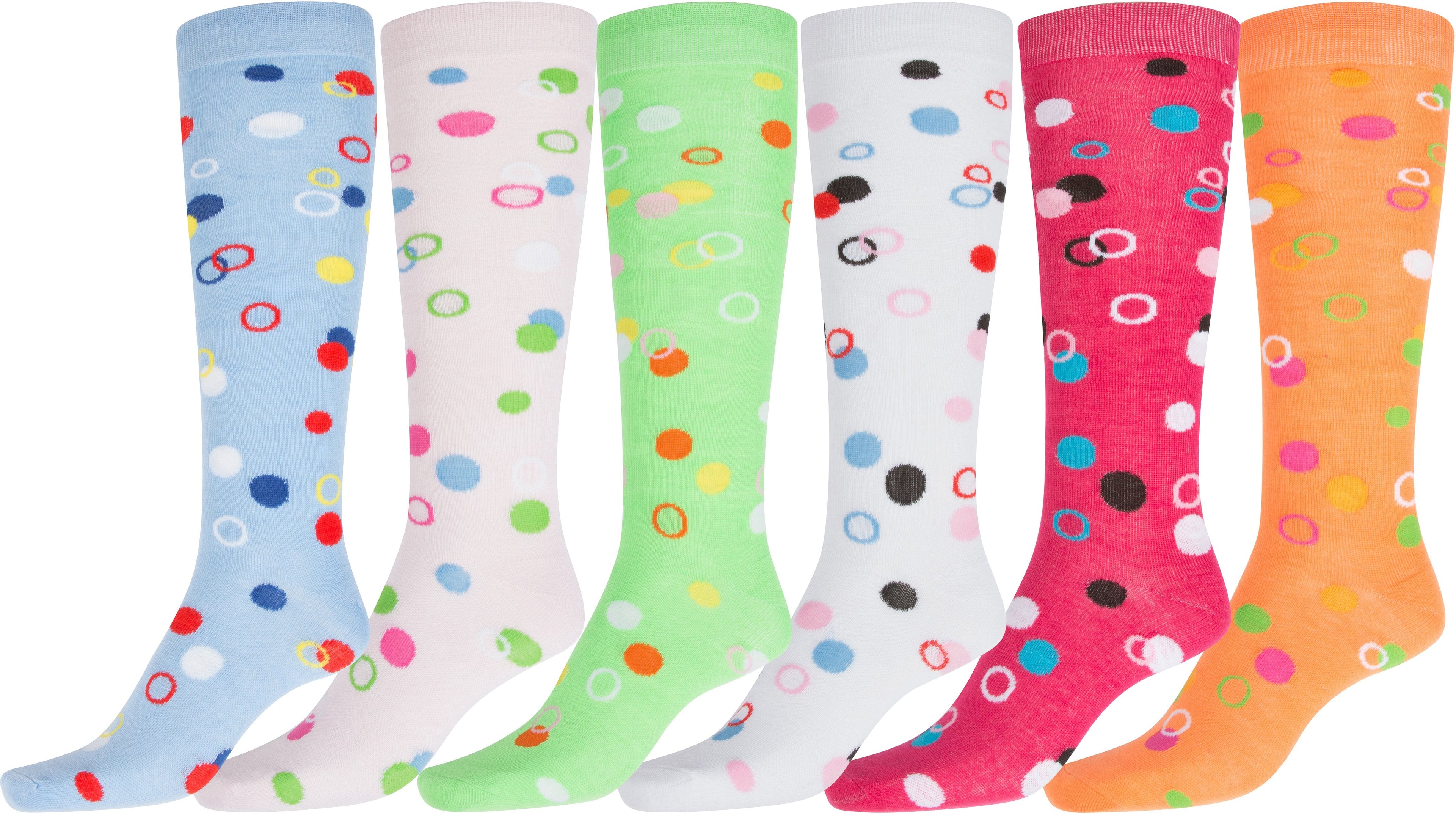 Sakkas Ladies Cute Colorful Design or Solid Knee High Socks Assorted 6-Pack