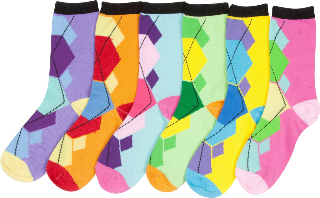 Sakkas Women's Fun Colorful Design Poly Blend Crew Socks Assorted 6-Pack