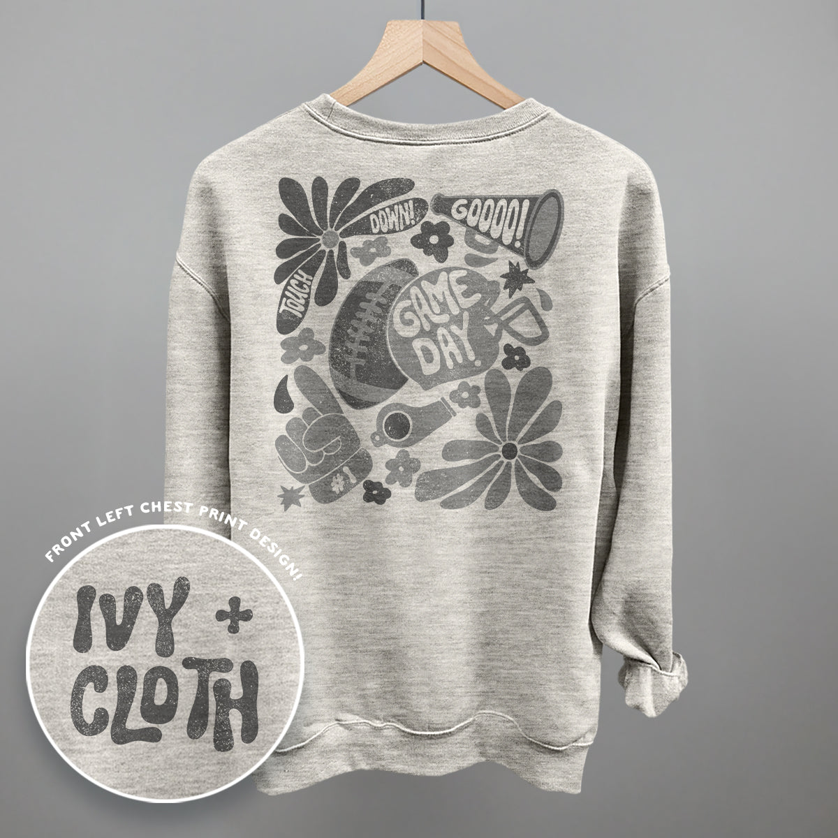 Floral Game Day White/Grey (Back Print)