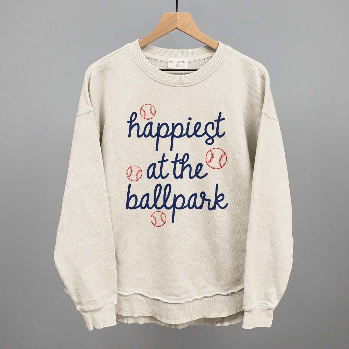 Happiest At The Ballpark Navy Script