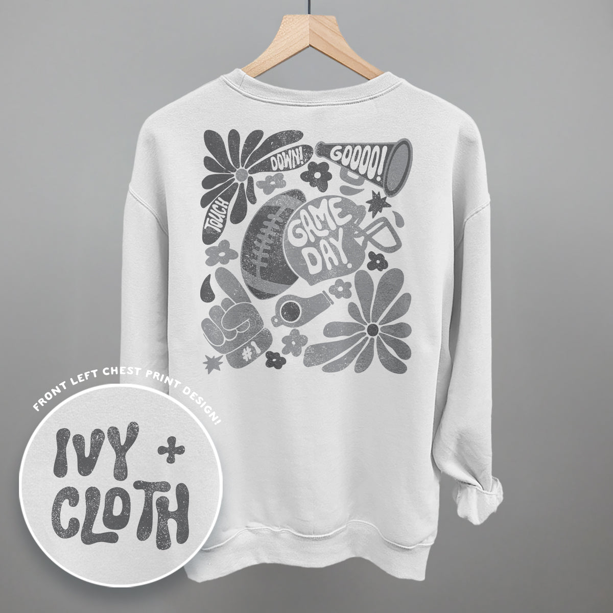 Floral Game Day White/Grey (Back Print)