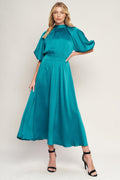 PETAL PROWESS WOVEN MIDI DRESS