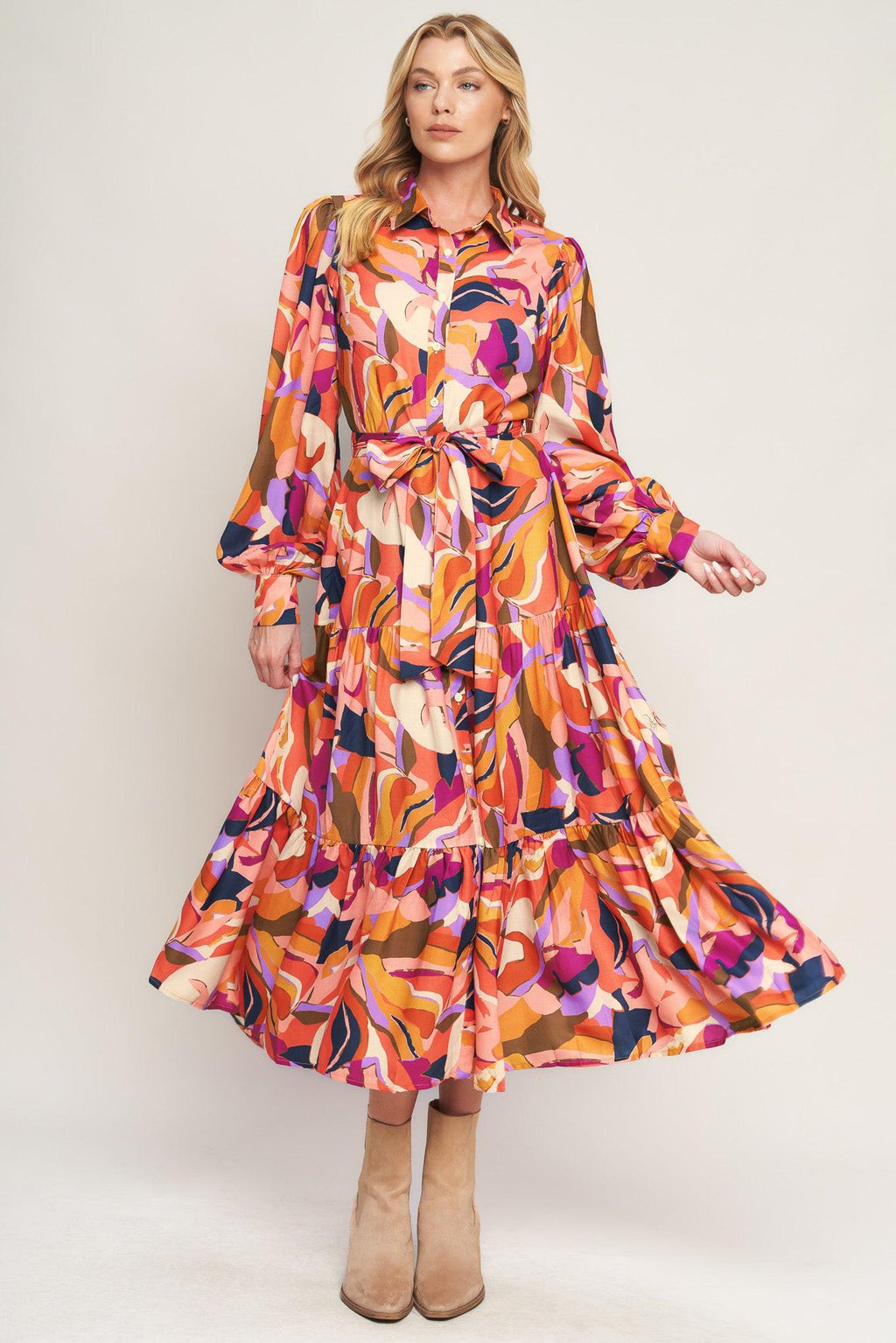 ROSEWOOD ROMANCE WOVEN MIDI DRESS