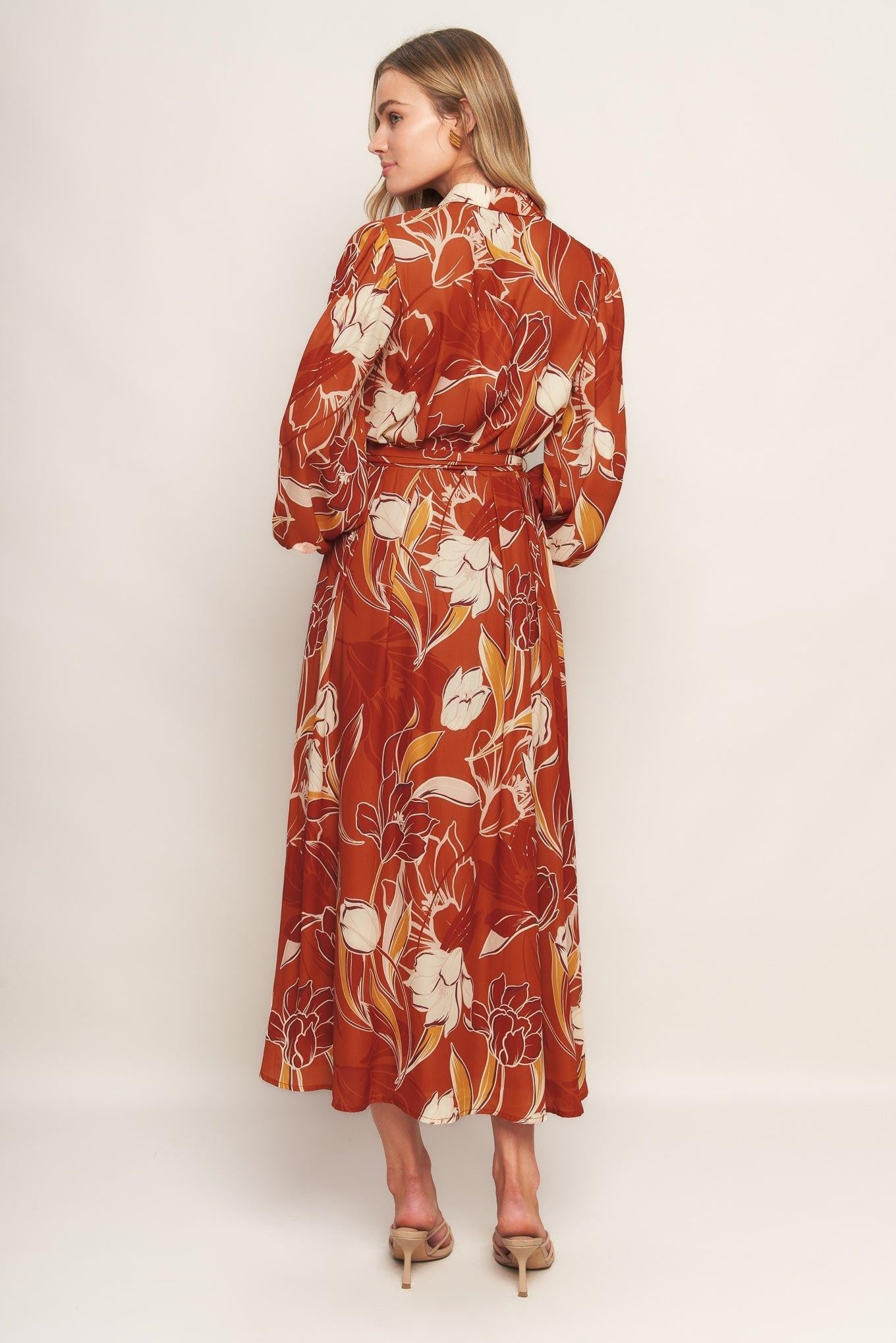BLOOMING RADIANCE WOVEN MIDI DRESS