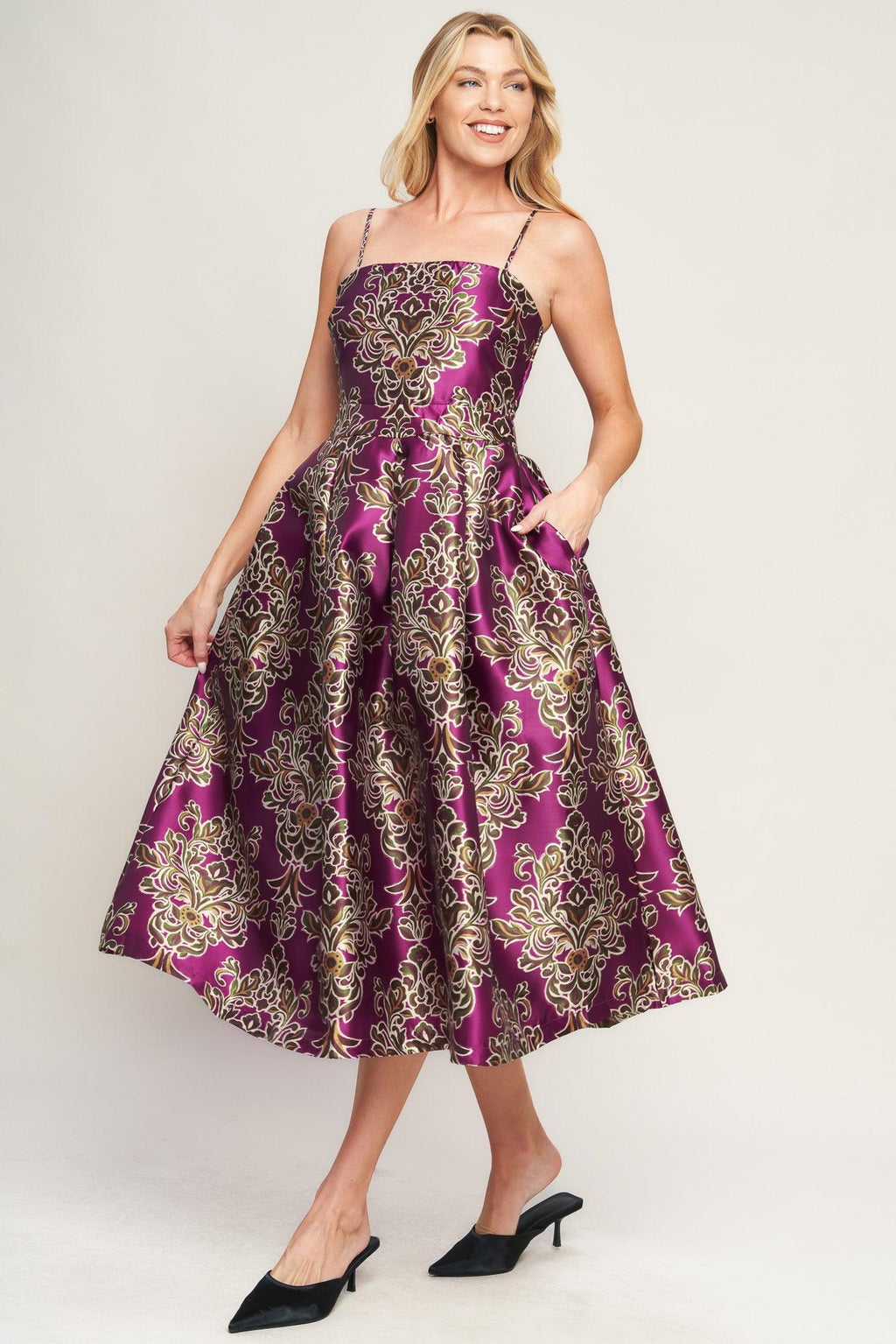 ALONG THE WAY WOVEN MIDI DRESS