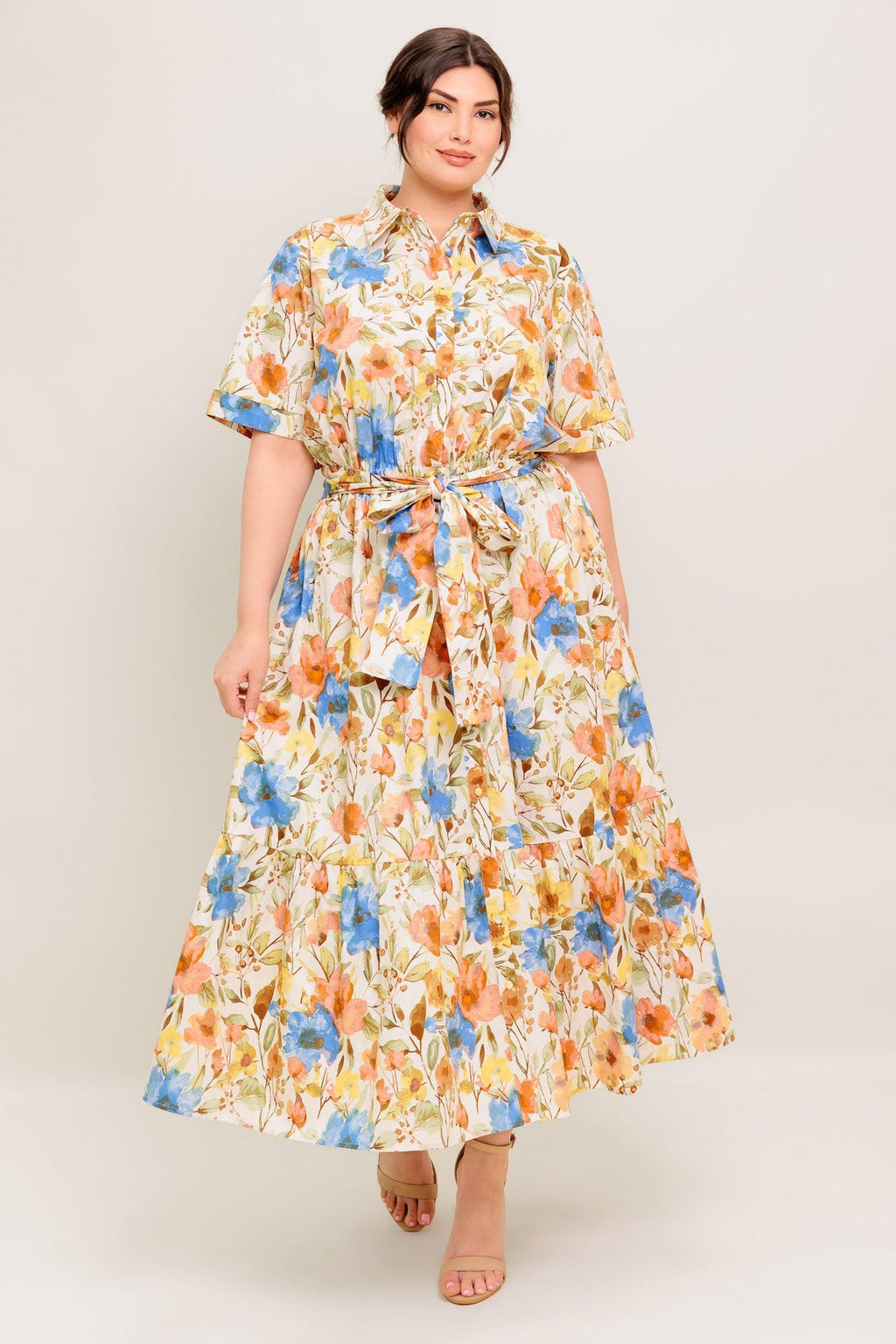 HAZEL DREAM IVORY WOVEN MIDI DRESS